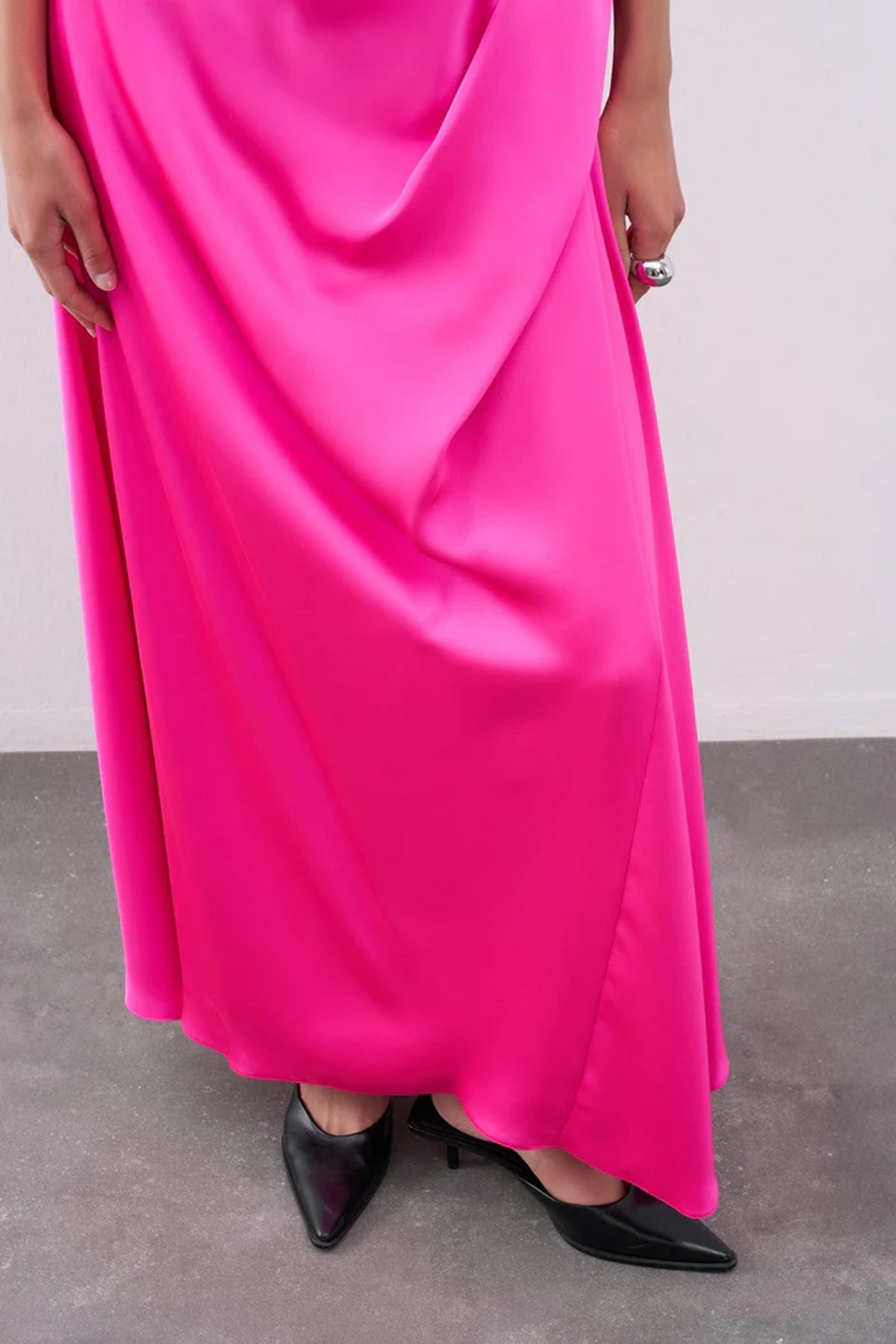 Straplez Drape Detaylı Uzun Abiye Elbise - Cercis
