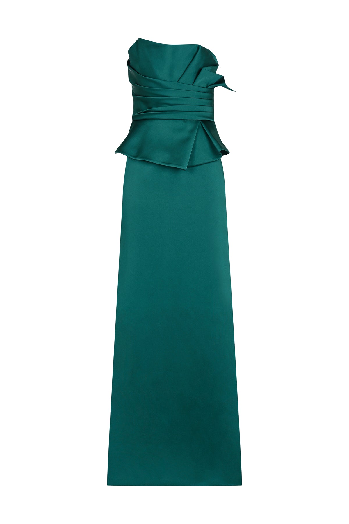 Strapless Draped Waist Detailed Long Evening Dress
