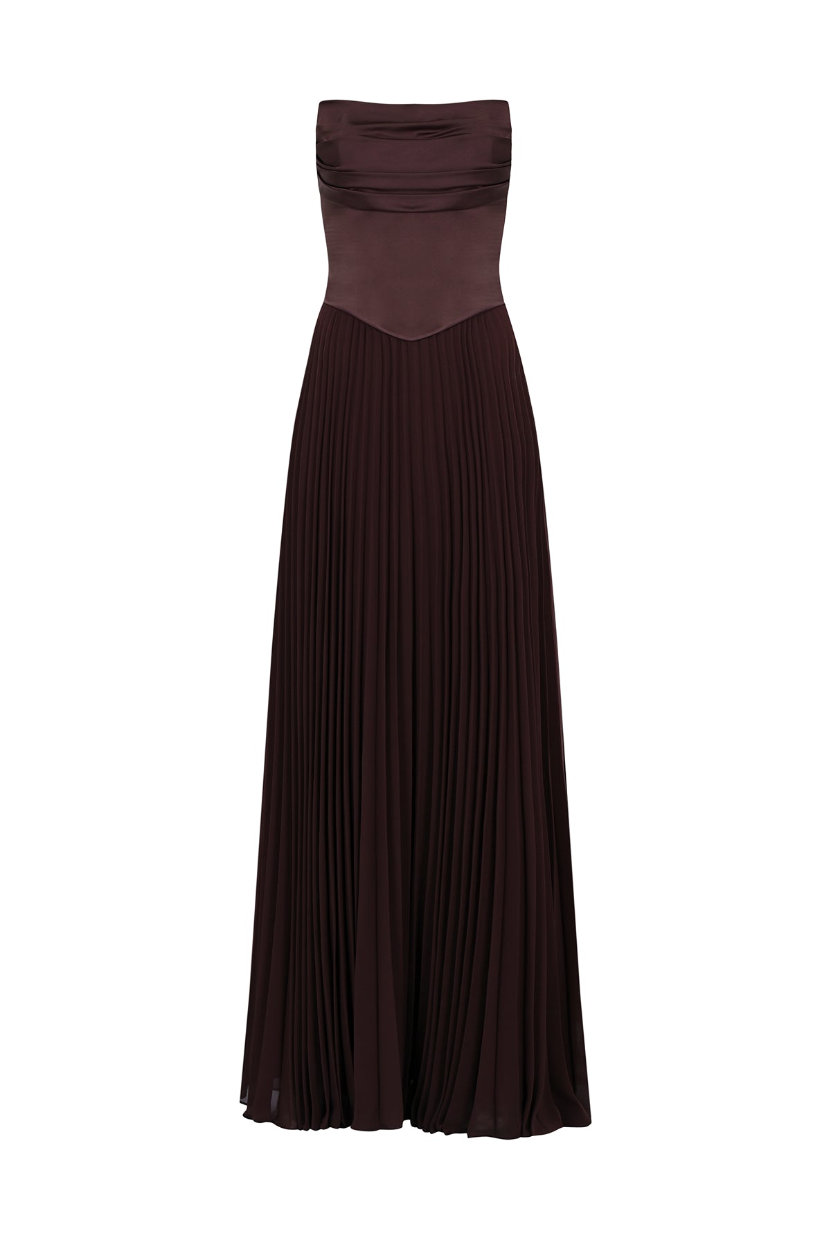 Strapless Draped Pleated Skirt Long Evening Dress