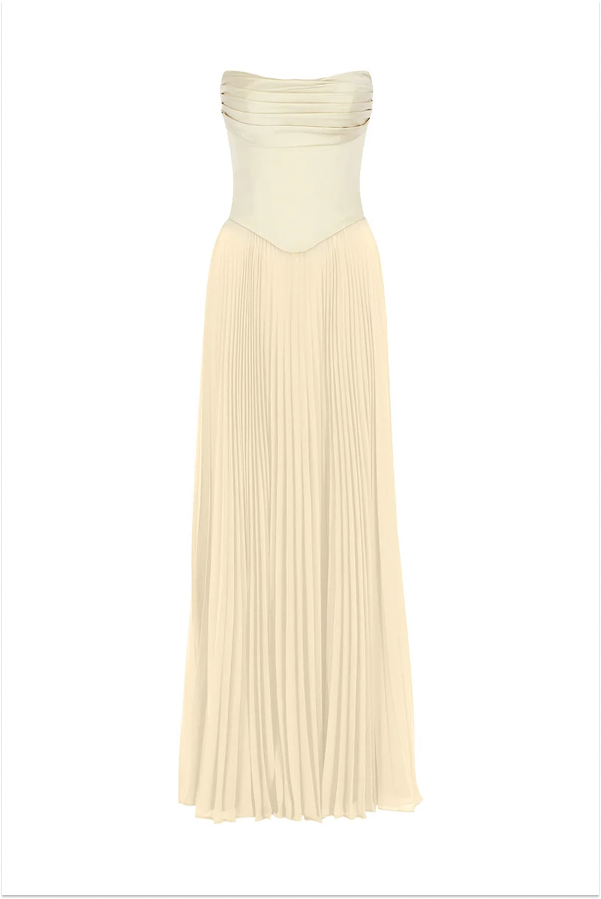 Strapless Draped Pleated Skirt Long Evening Dress