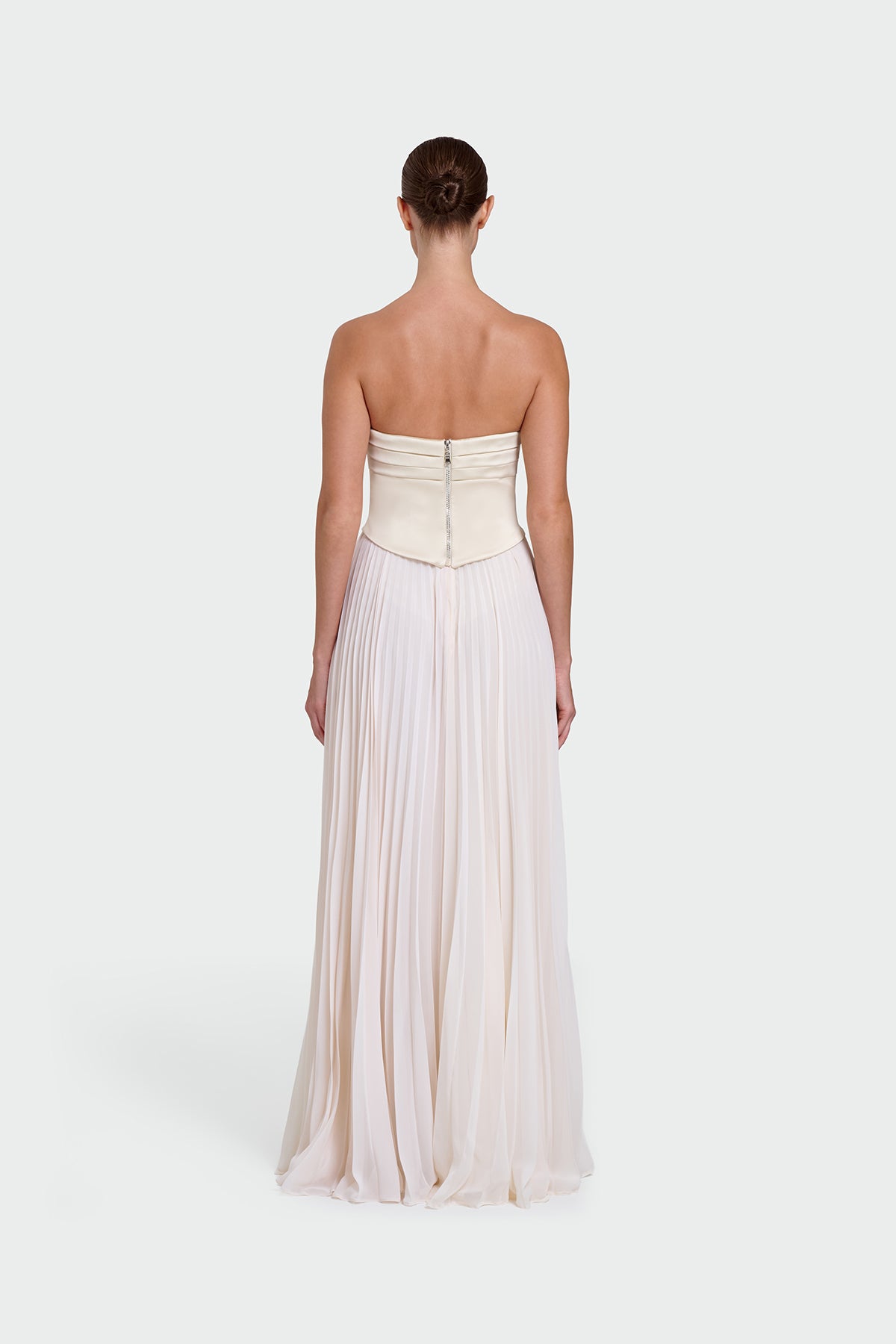 Strapless Draped Pleated Skirt Long Evening Dress