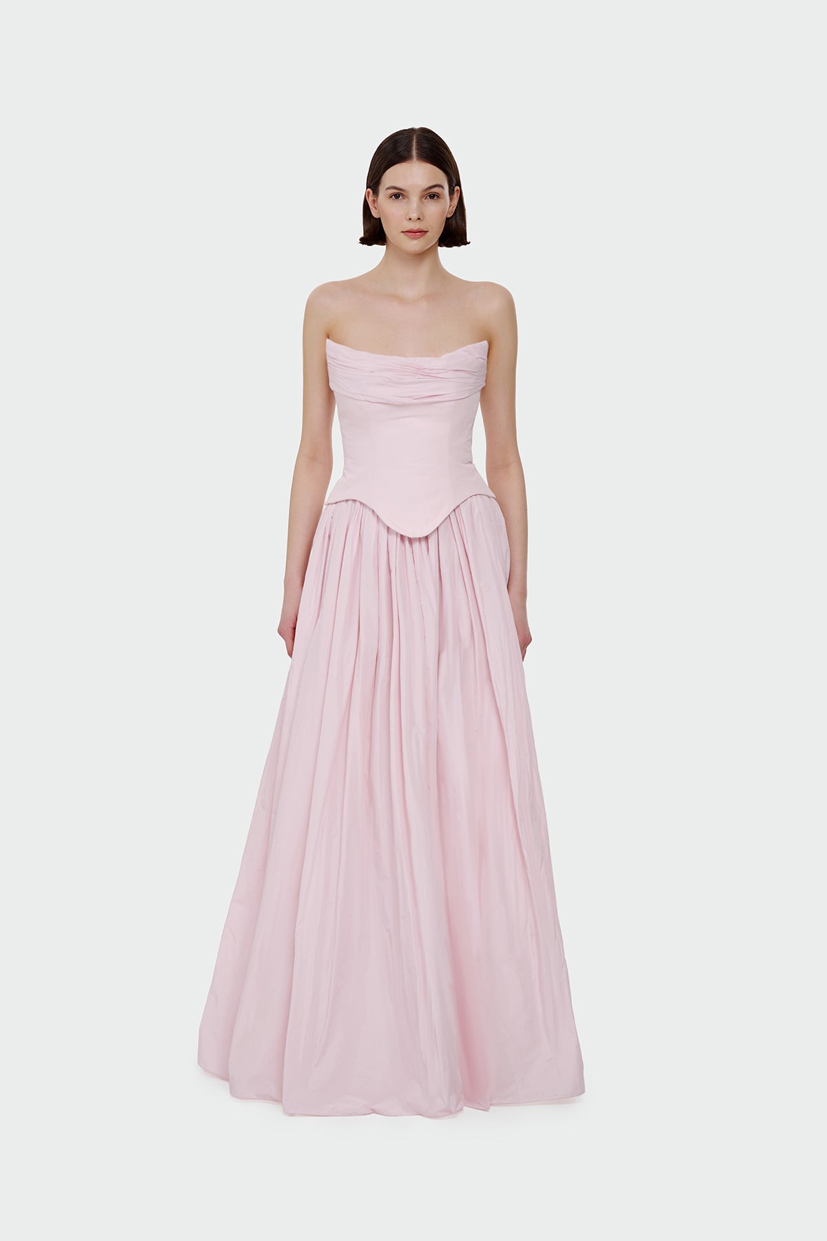 Strapless Draped Corset Detailed Evening Dress