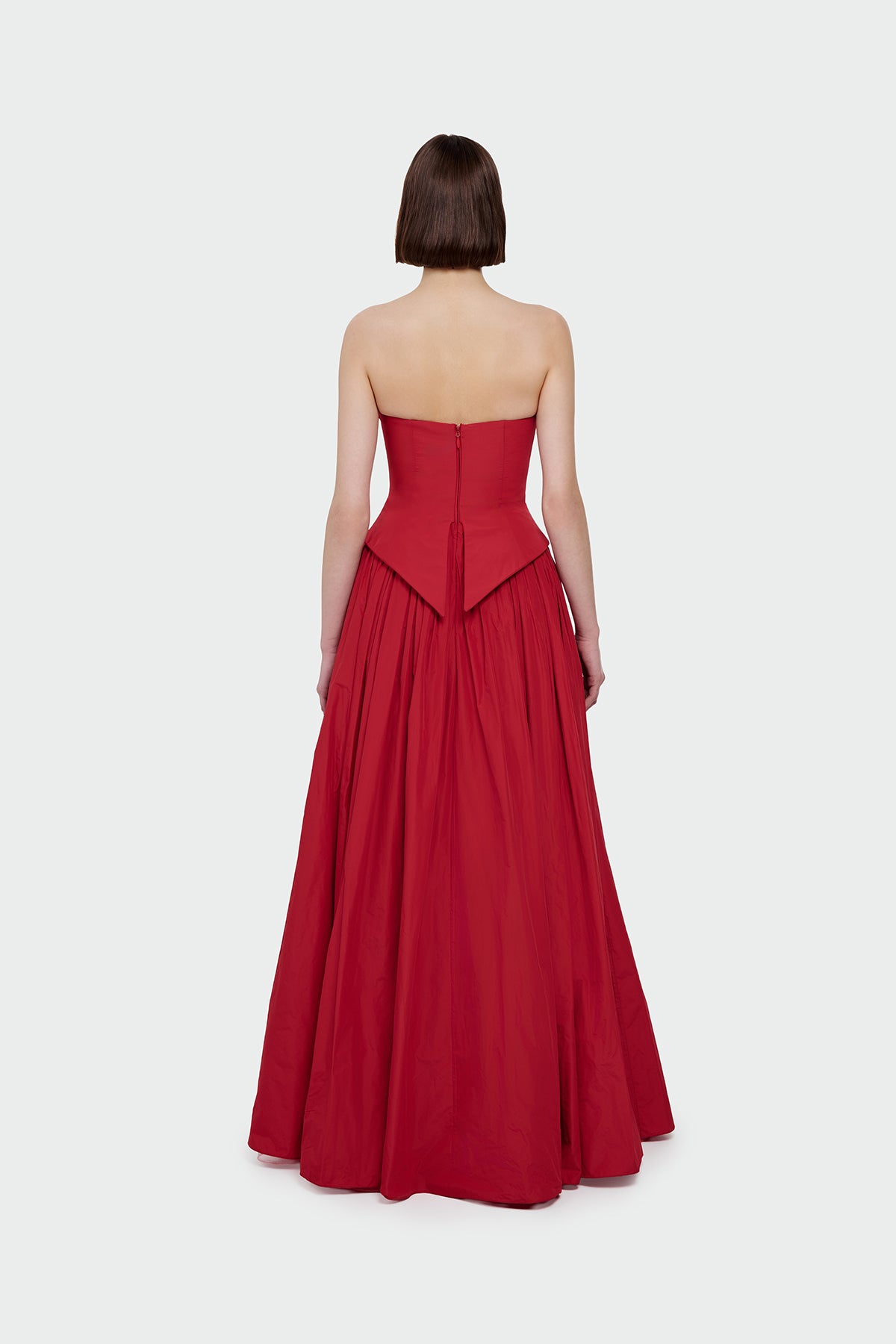 Strapless Draped Corset Detailed Evening Dress