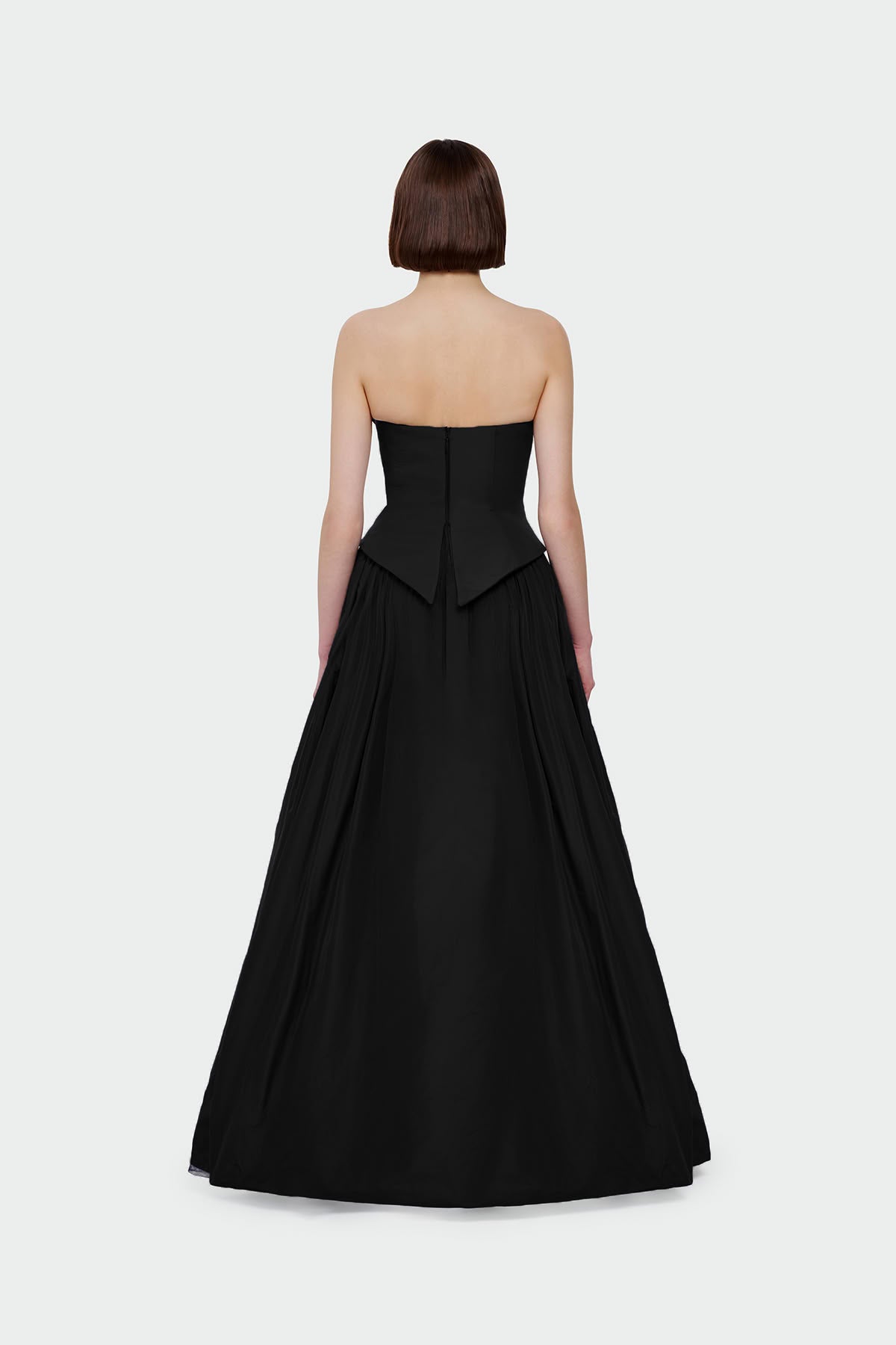 Strapless Draped Corset Detailed Evening Dress