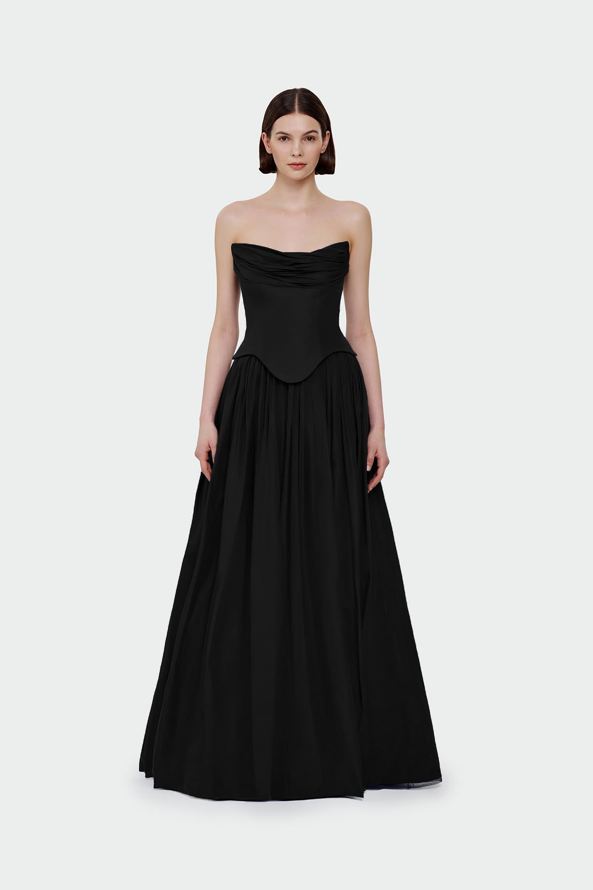 Strapless Draped Corset Detailed Evening Dress