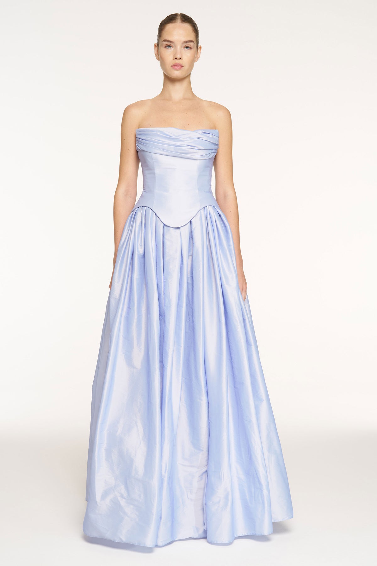 Strapless Draped Corset Detailed Evening Dress