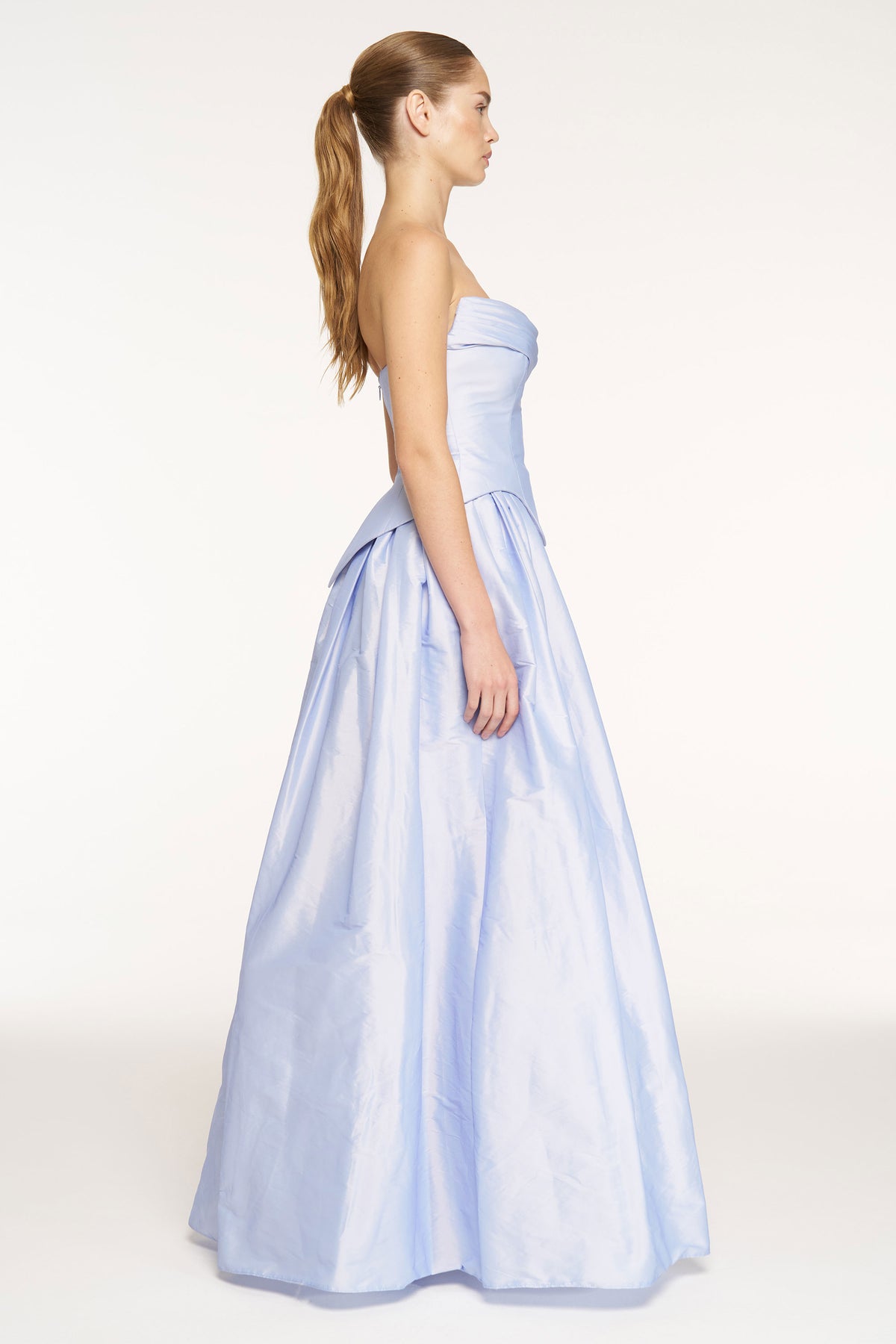 Strapless Draped Corset Detailed Evening Dress