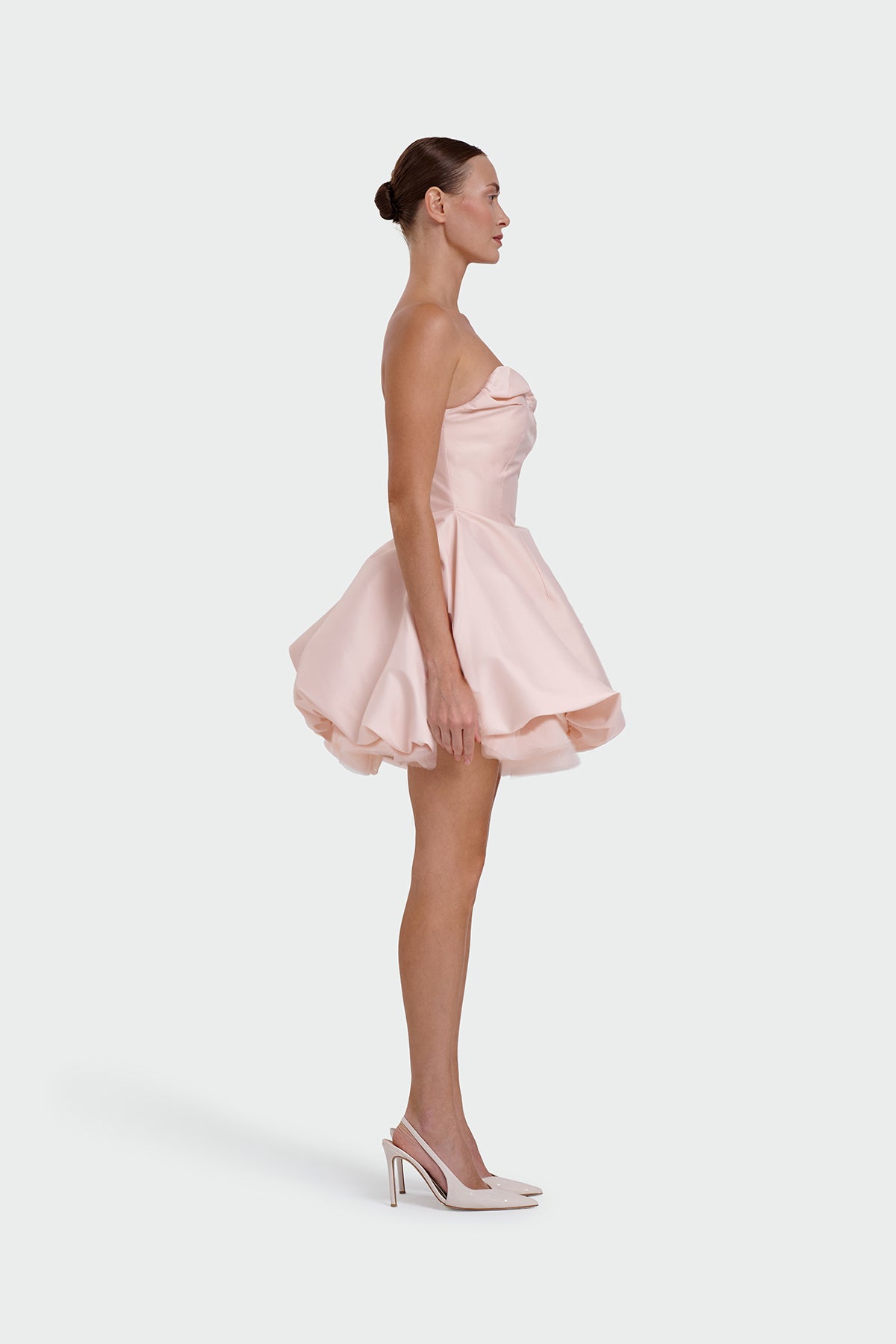 Strapless Sweetheart Neckline Tulle Detail Mini Evening Dress