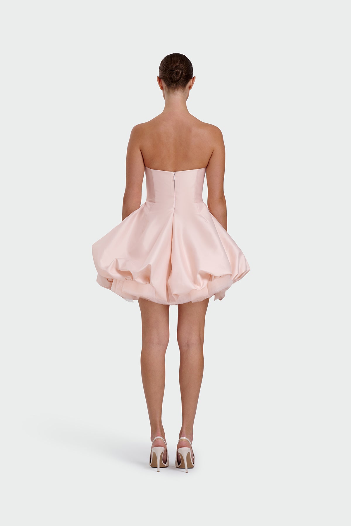 Strapless Sweetheart Neckline Tulle Detail Mini Evening Dress