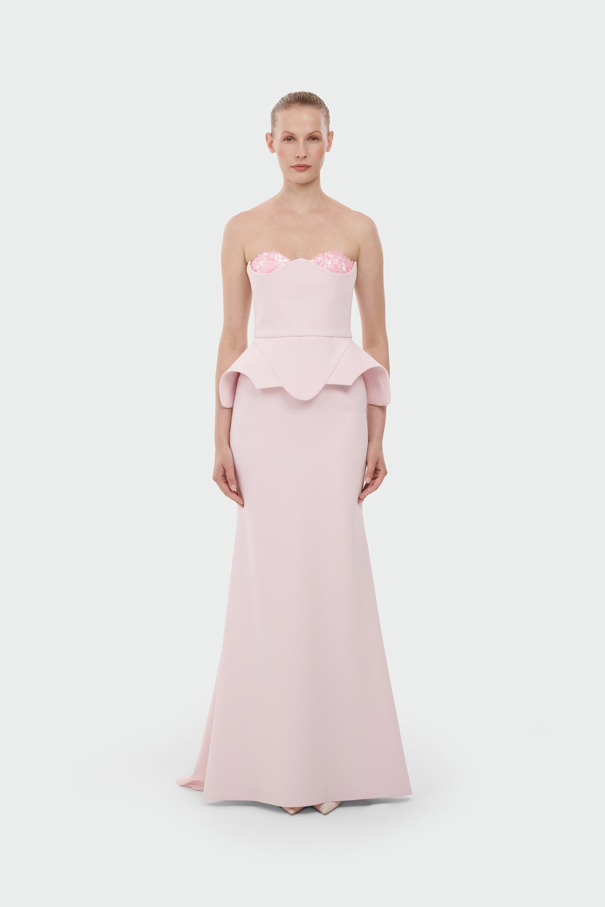 Strapless Sequin Detail Evening Gown
