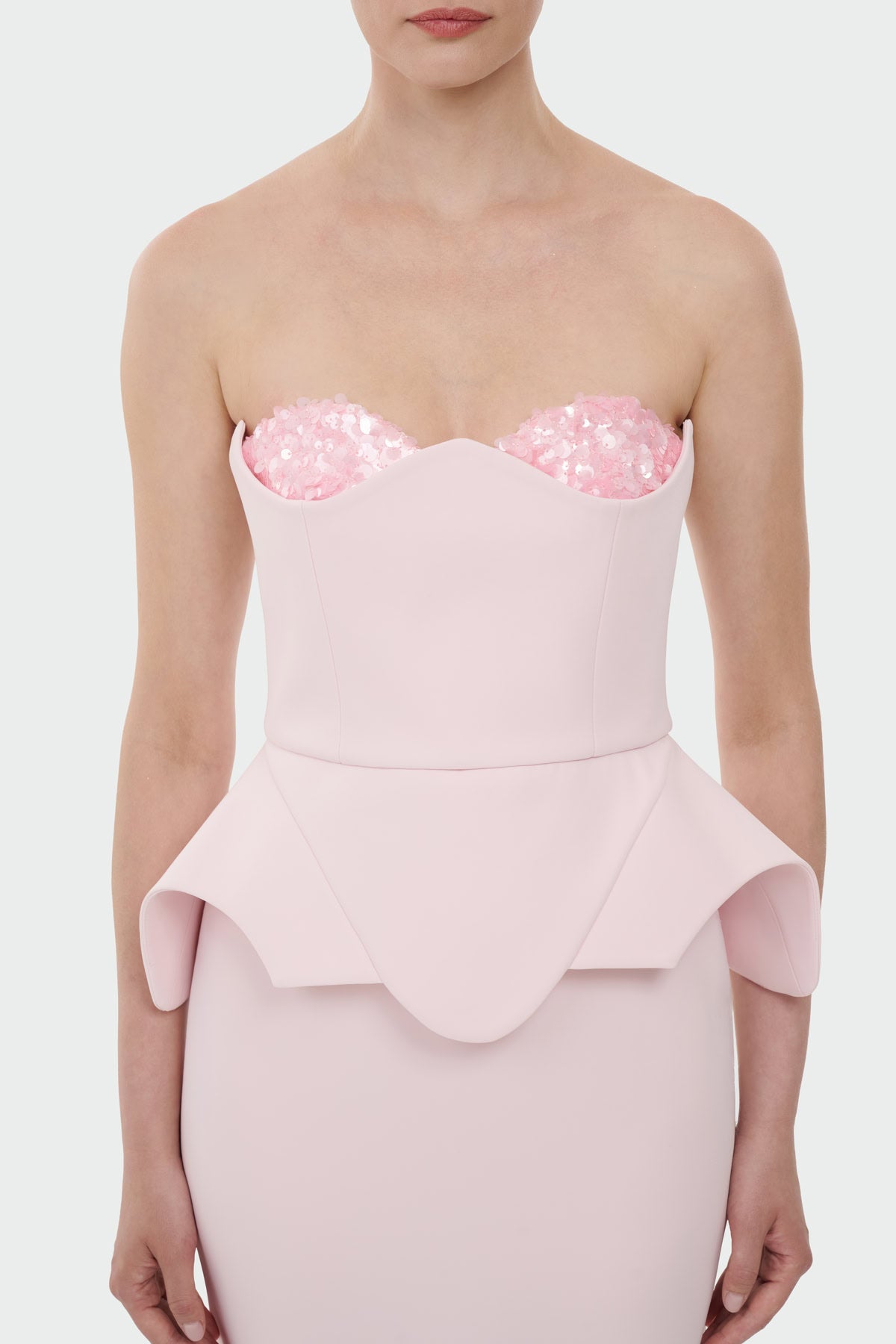 Strapless Sequin Detail Evening Gown