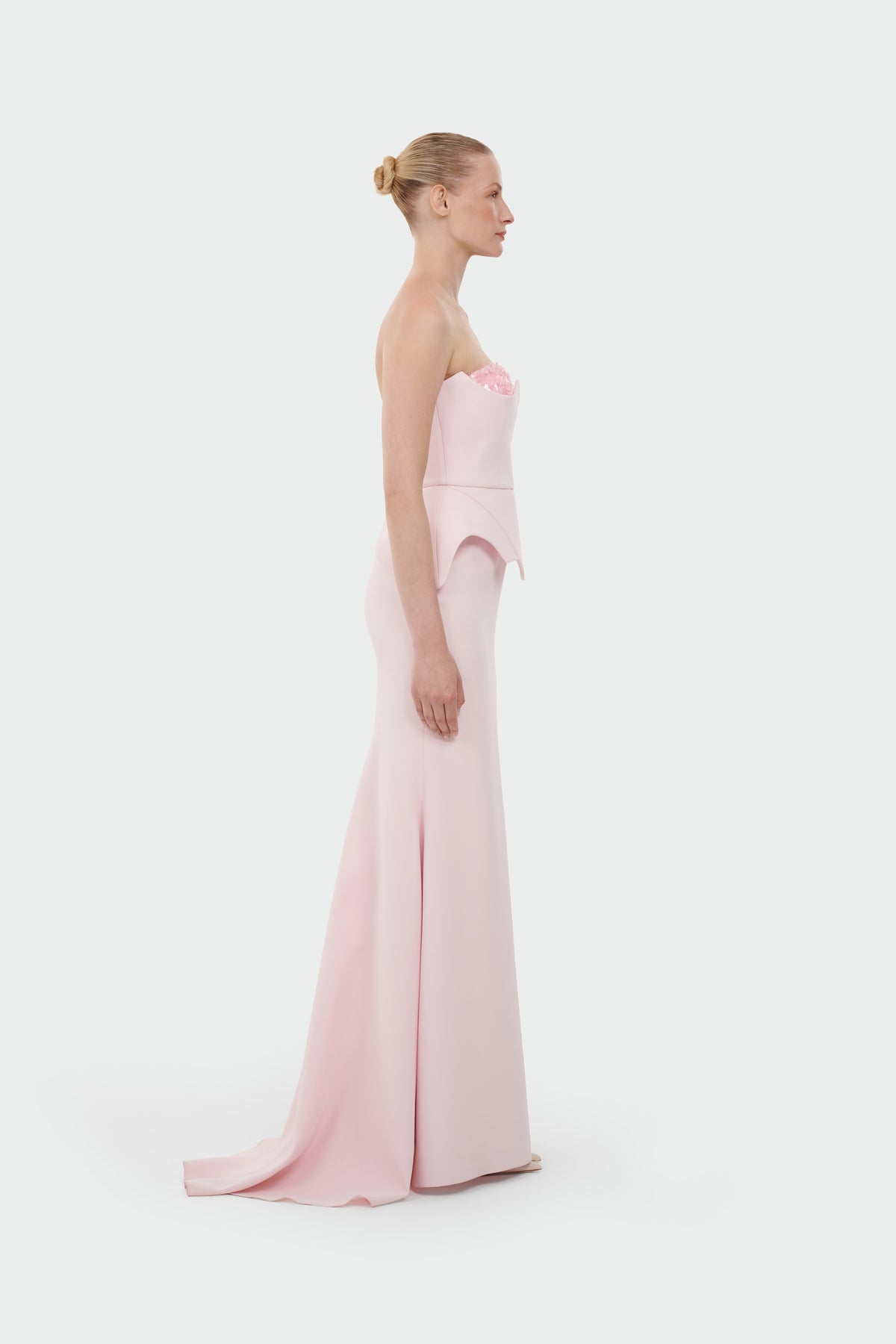 Strapless Sequin Detail Evening Gown