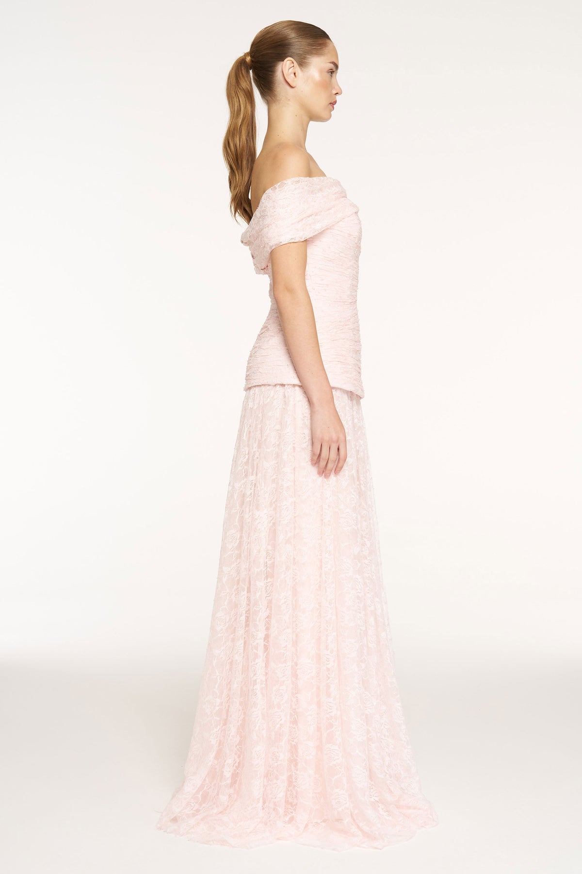 Strapless Sequin Embellished Slit Evening Dress