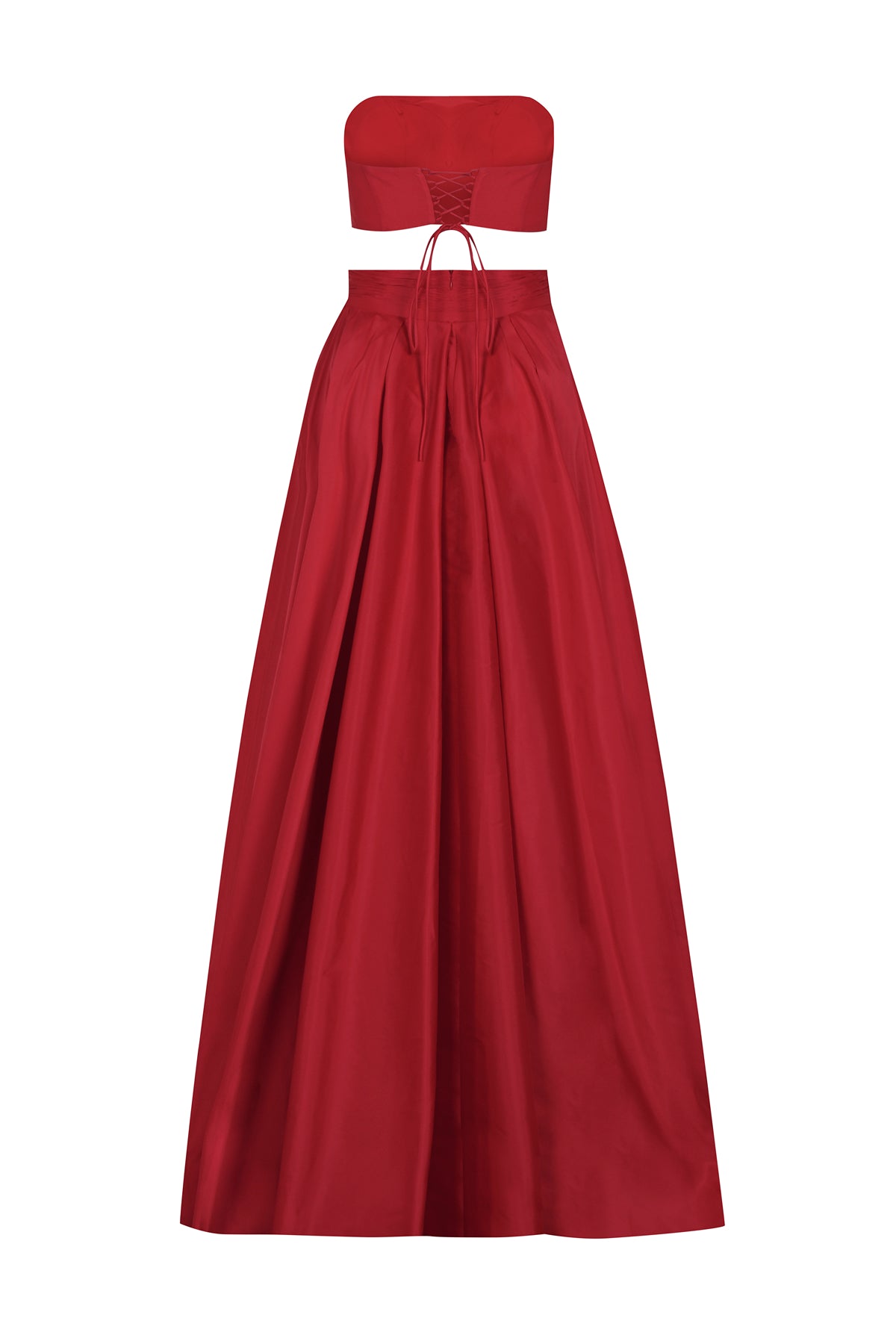 Strapless Stone Embroidered Crop High Waist Skirt Set
