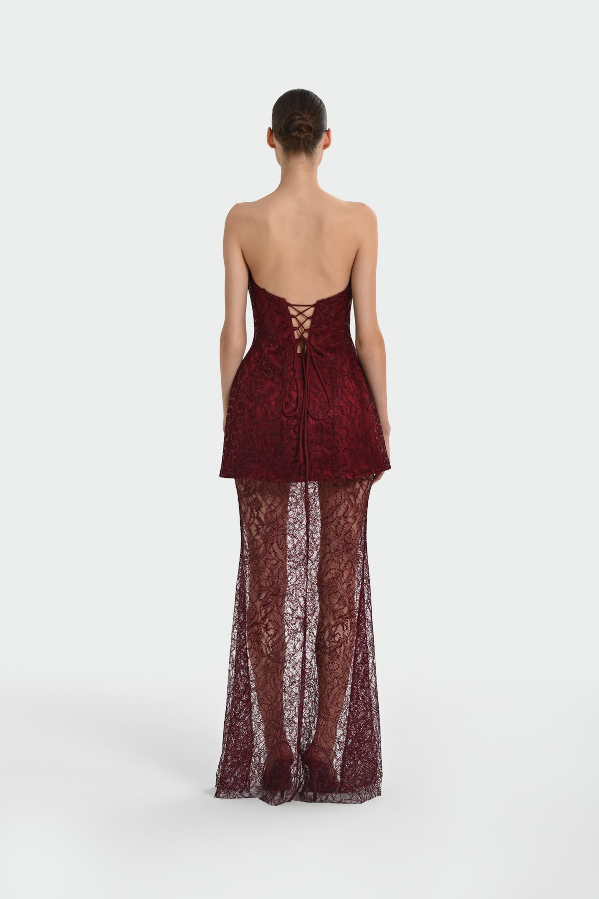 Strapless Stone and Sequin Embroidered Evening Dress Set