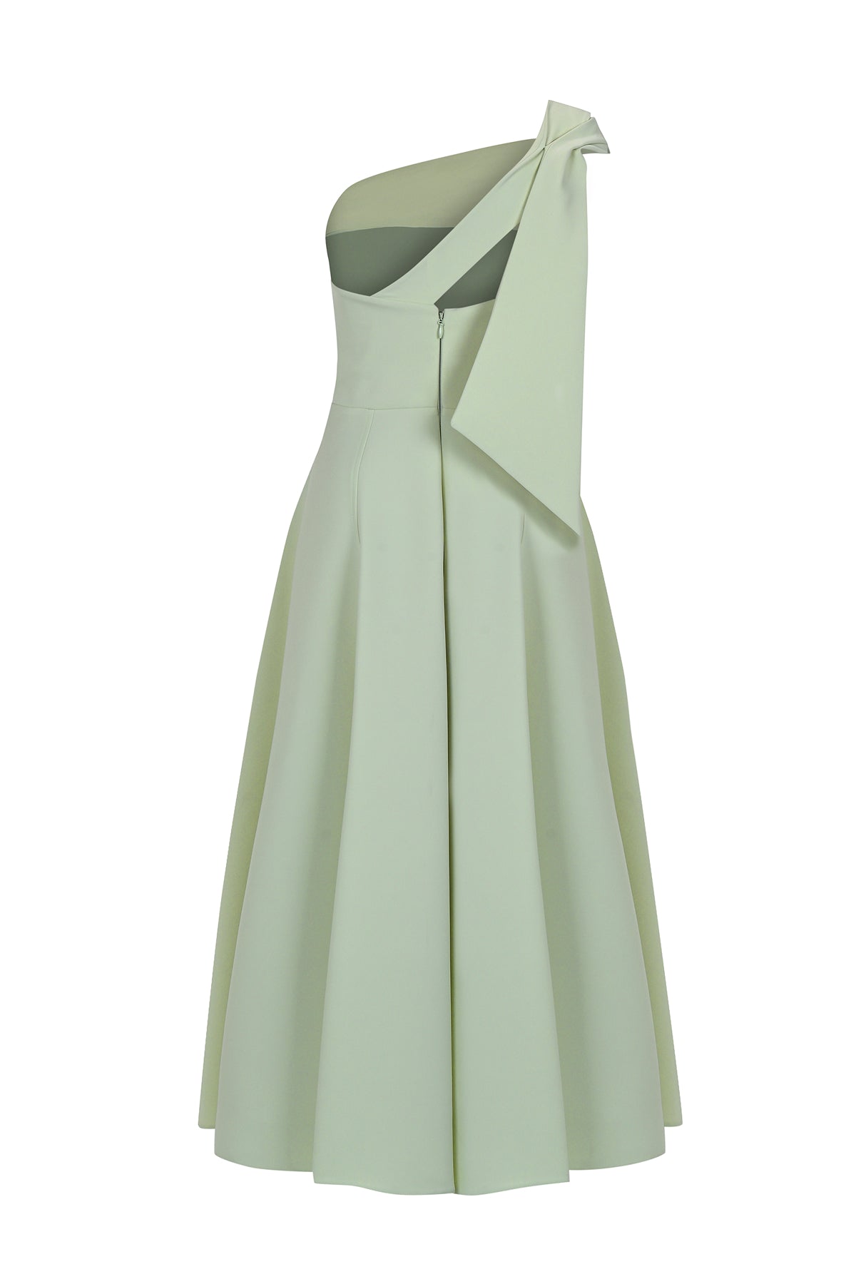 Tek Omuz Düğüm Detaylı Uzun Abiye Elbise