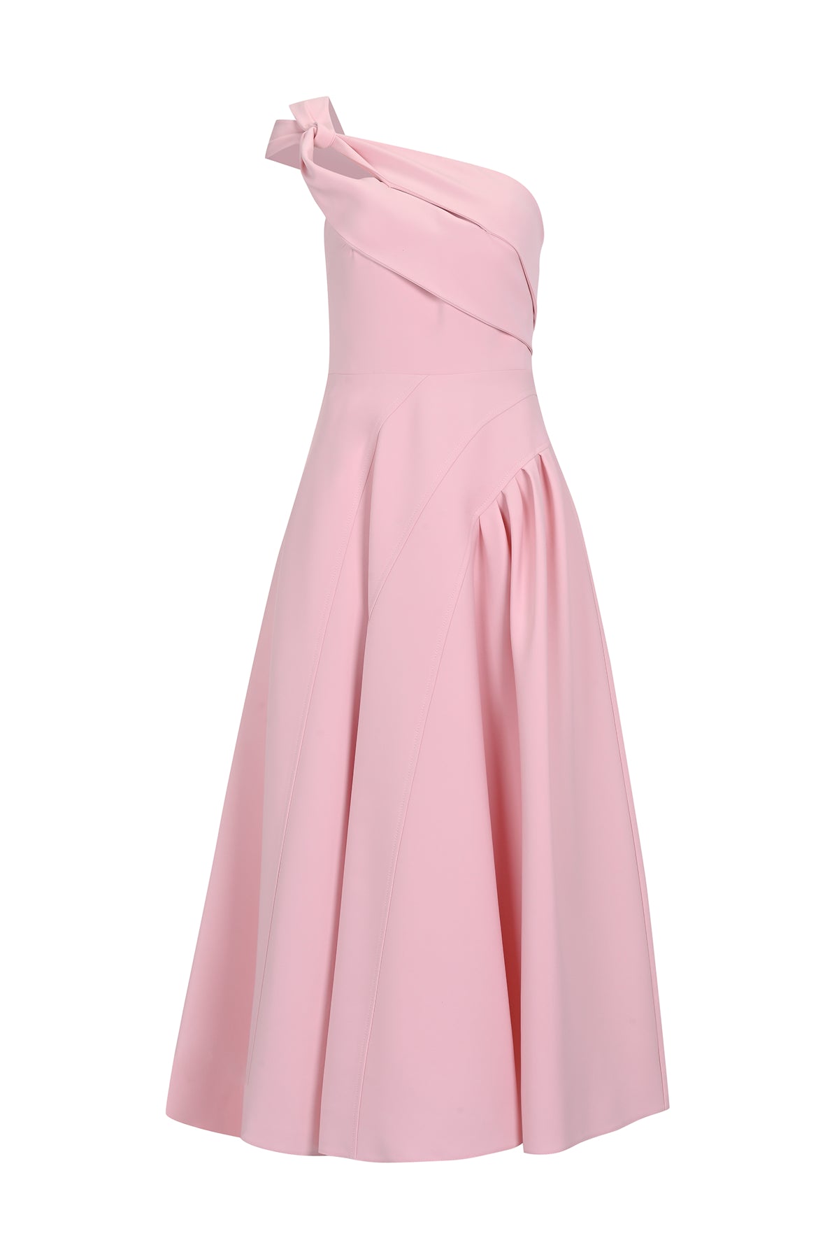 Tek Omuz Düğüm Detaylı Uzun Abiye Elbise