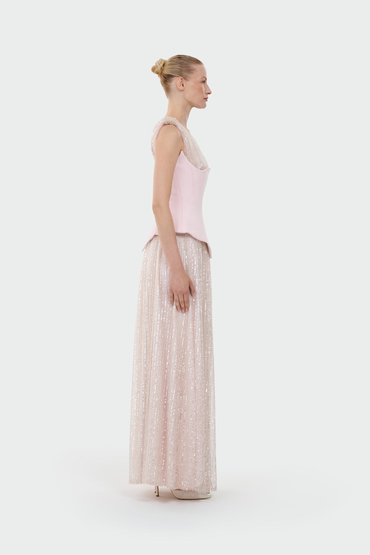 V-Neck Corset Cut Slit Evening Dress