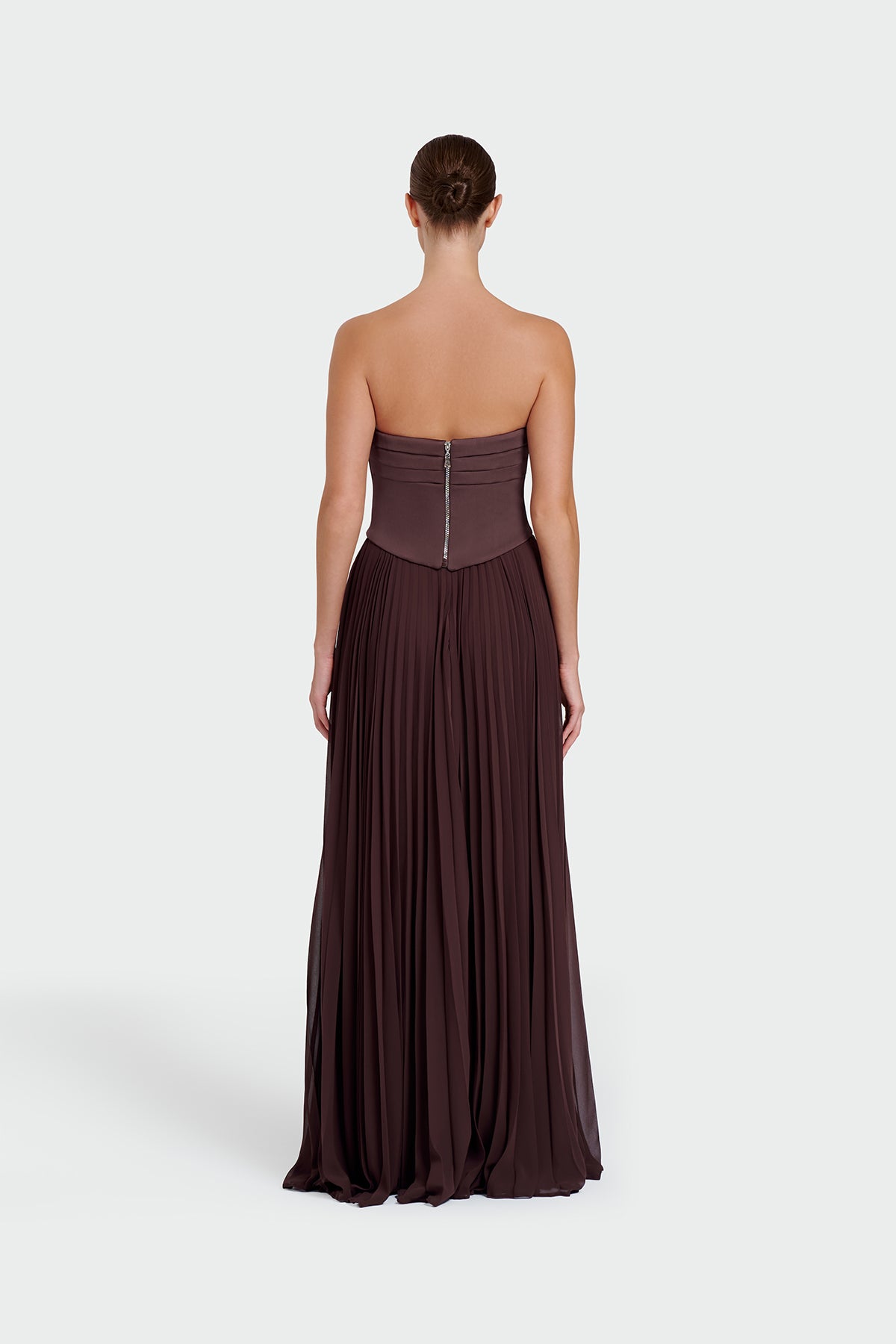 Strapless Draped Pleated Skirt Long Evening Dress