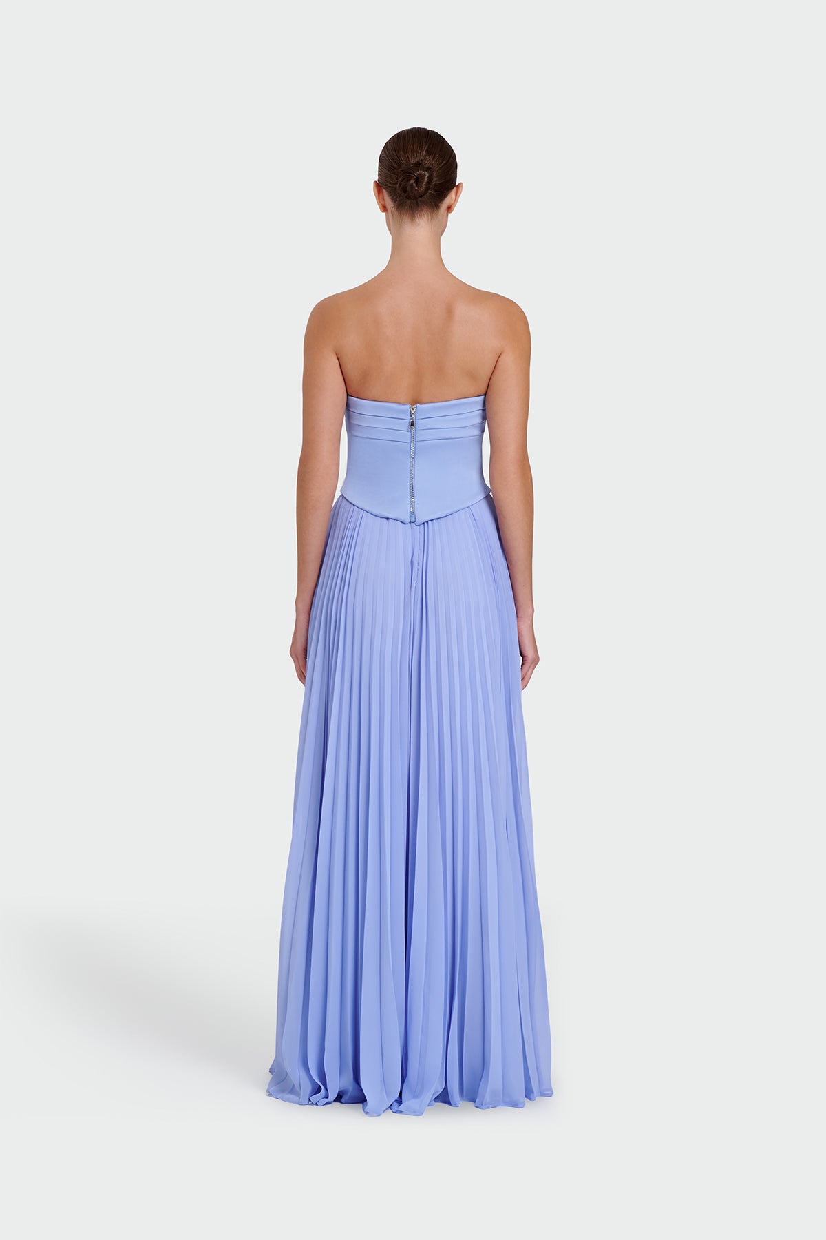 Strapless Draped Pleated Skirt Long Evening Dress