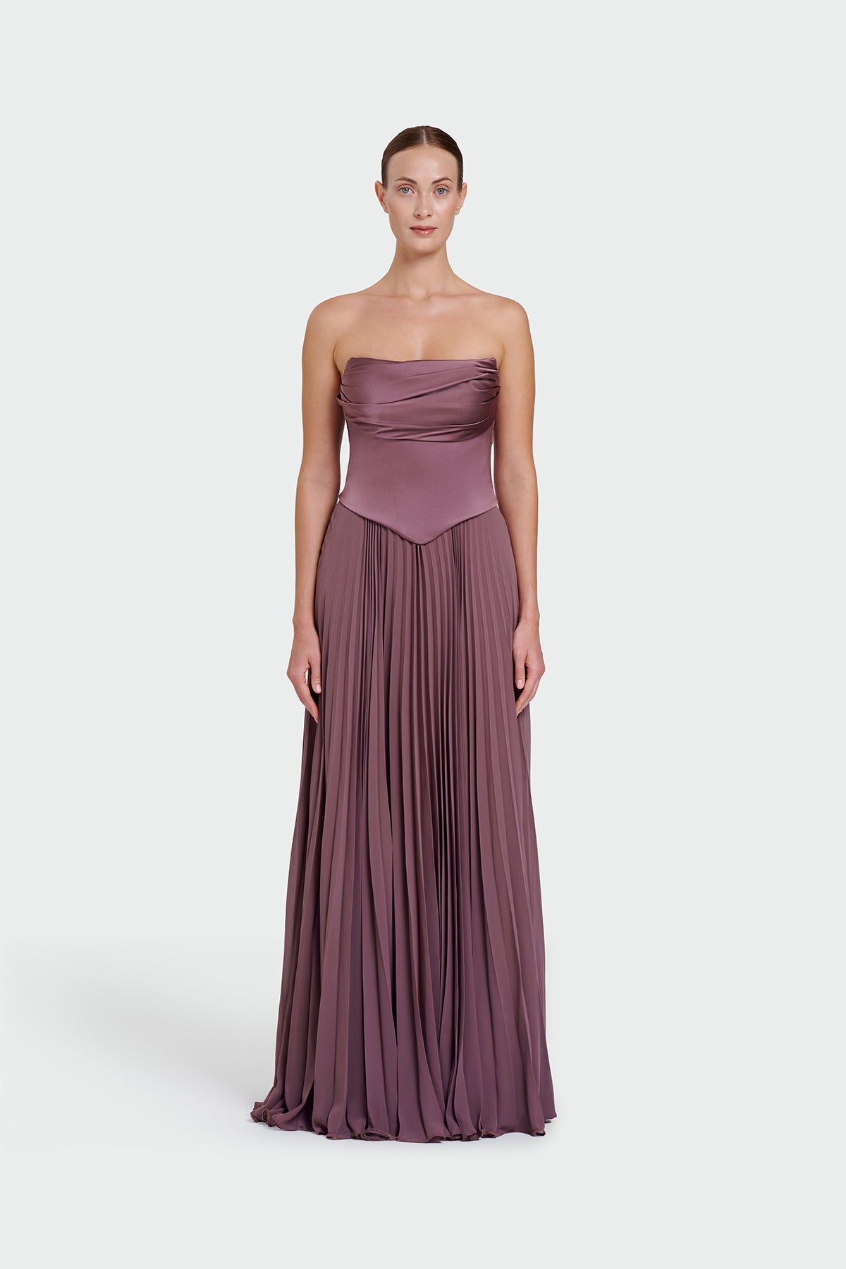 Strapless Draped Pleated Skirt Long Evening Dress - CERCIS Strapless Draped Pleated Skirt Long Evening Dress - CERCIS