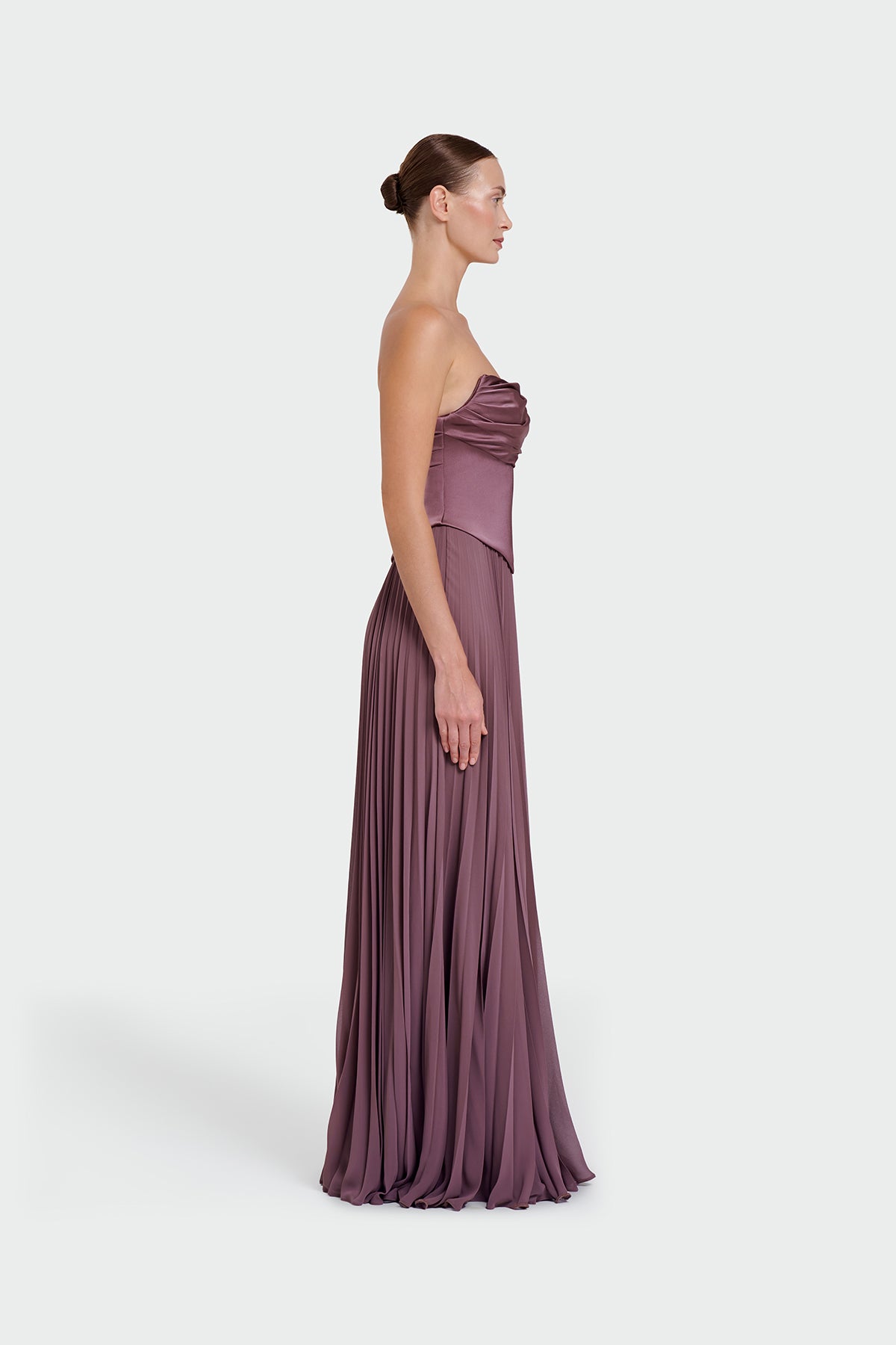 Strapless Draped Pleated Skirt Long Evening Dress