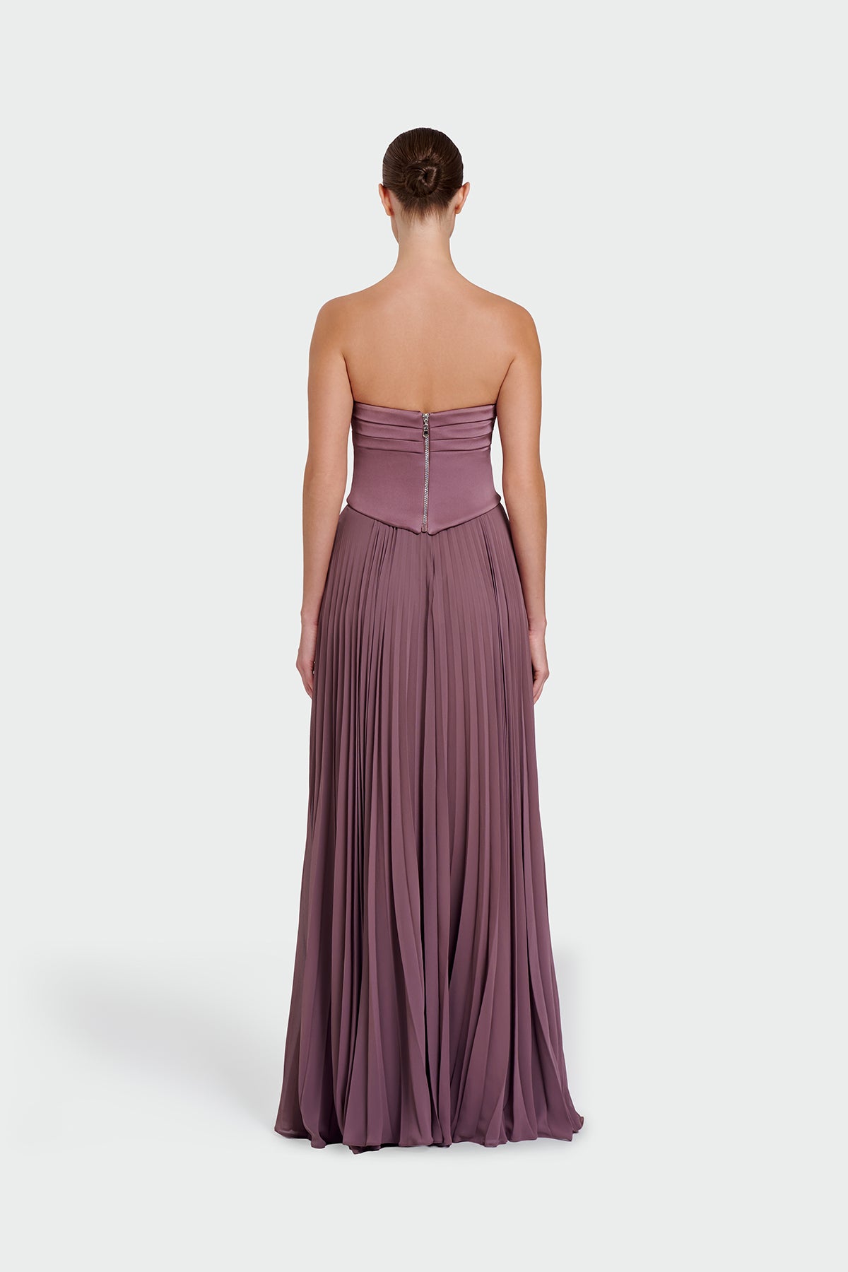 Strapless Draped Pleated Skirt Long Evening Dress