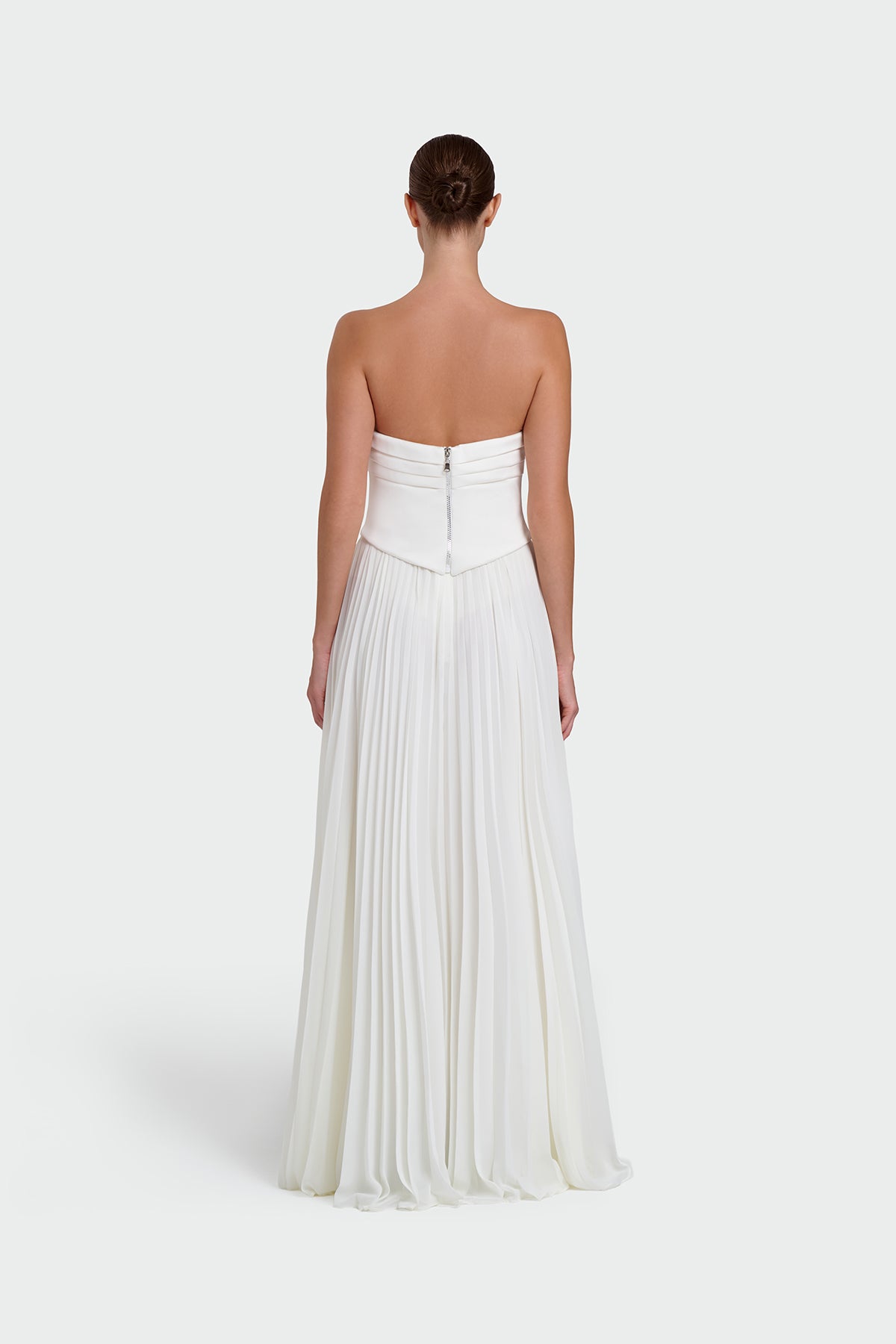Strapless Draped Pleated Skirt Long Evening Dress
