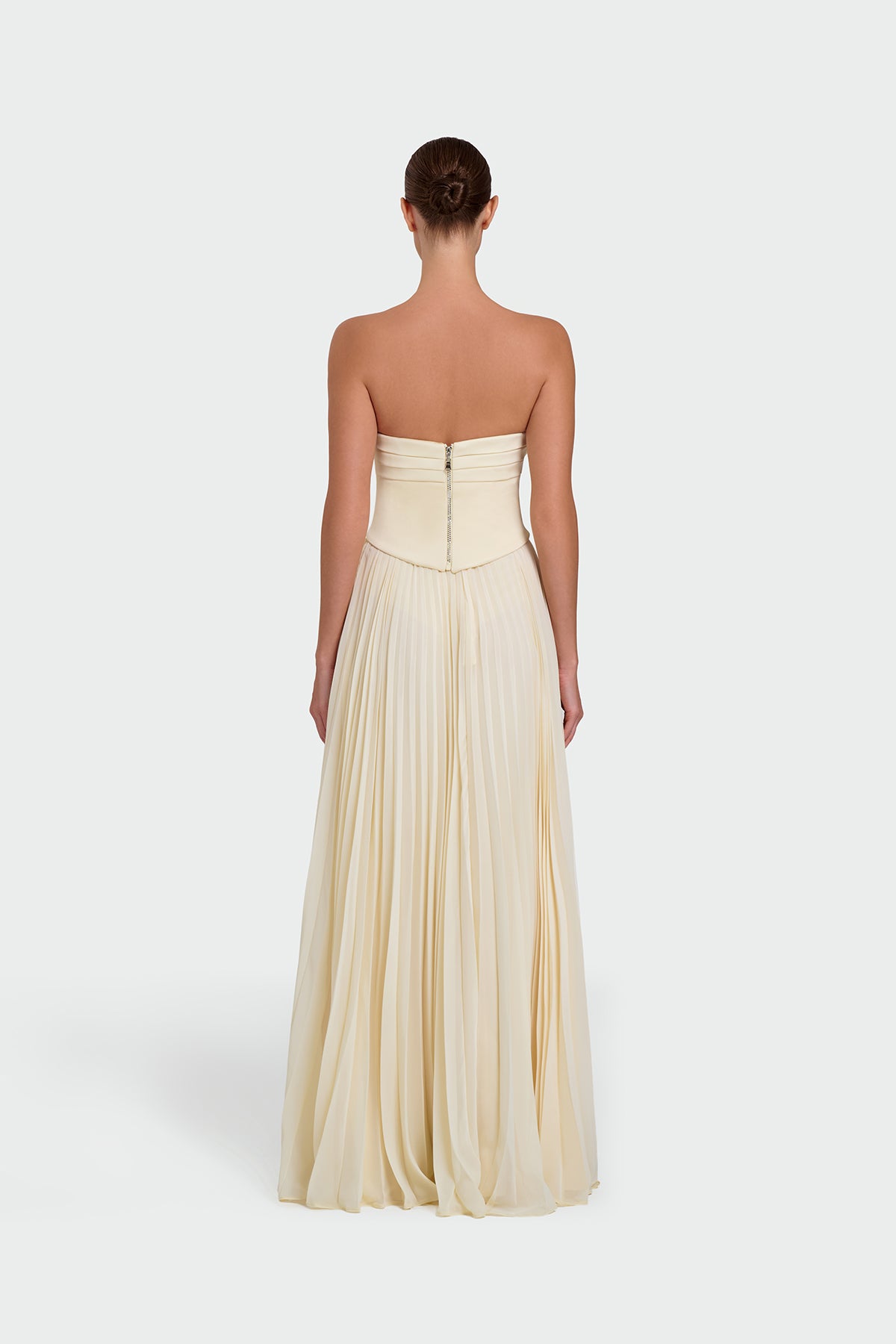 Strapless Draped Pleated Skirt Long Evening Dress