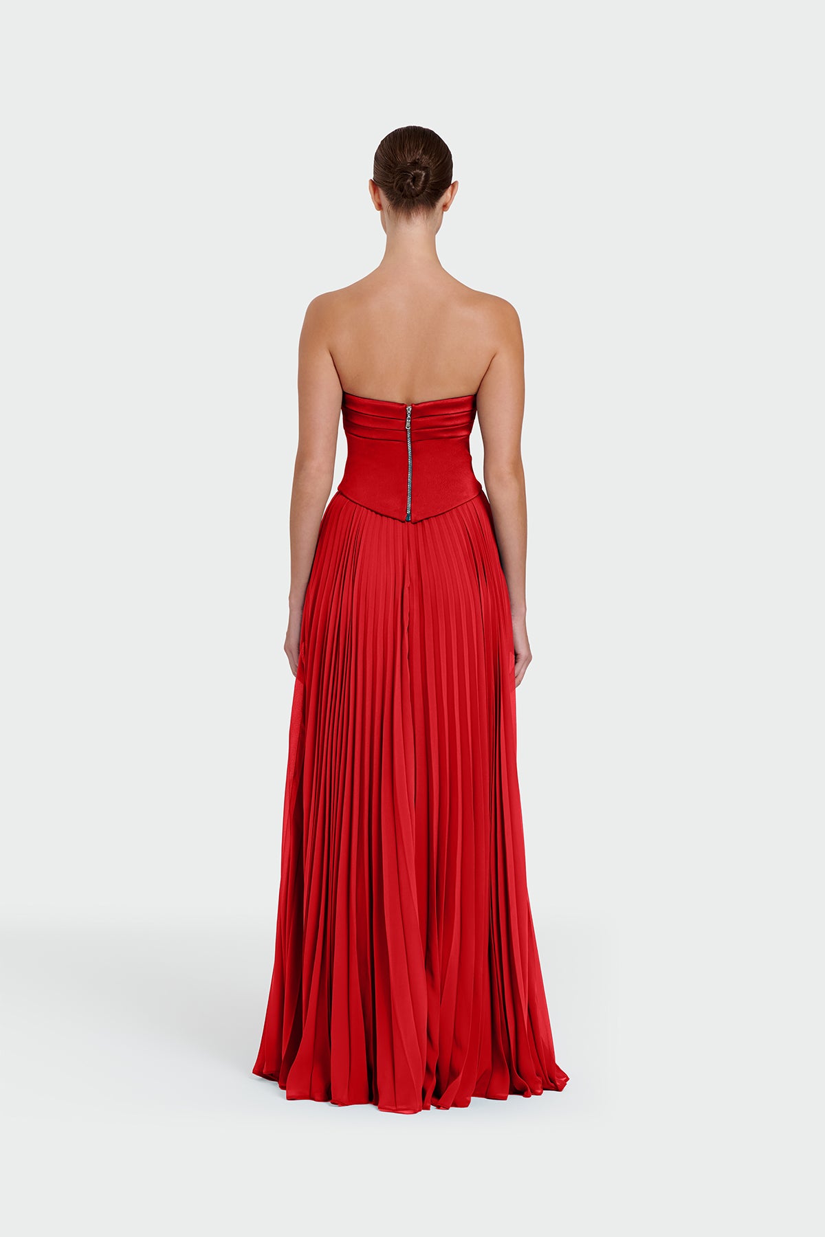 Strapless Draped Pleated Skirt Long Evening Dress