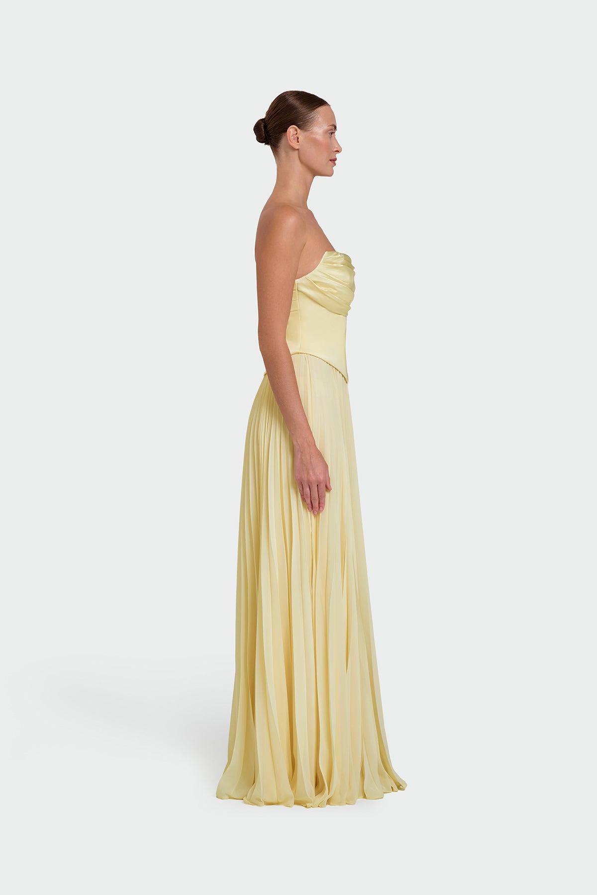 Strapless Draped Pleated Skirt Long Evening Dress