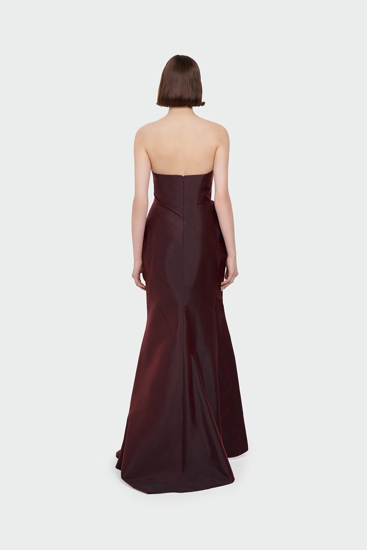 Strapless Ruffle Detail Long Evening Dress