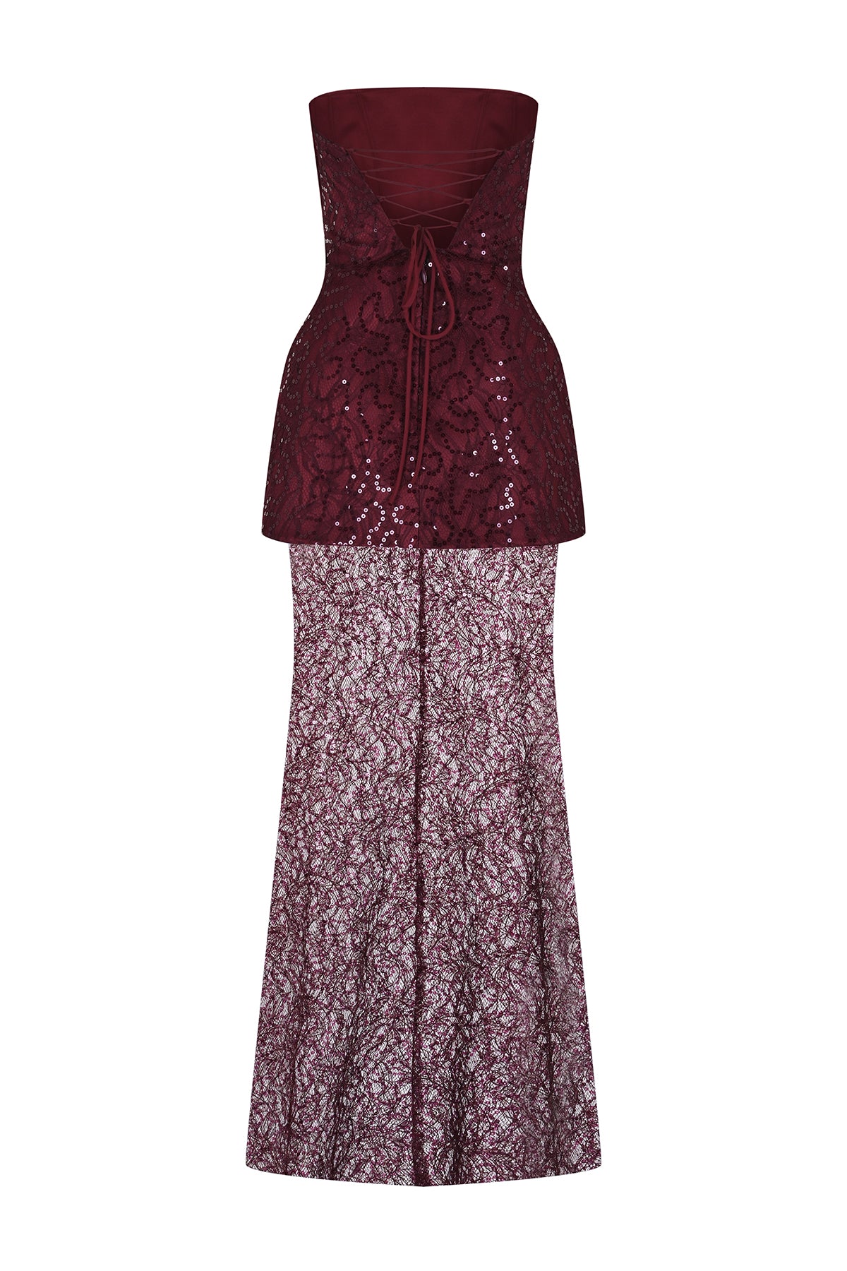 Straplez Taş Payet İşlemeli Abiye Takım