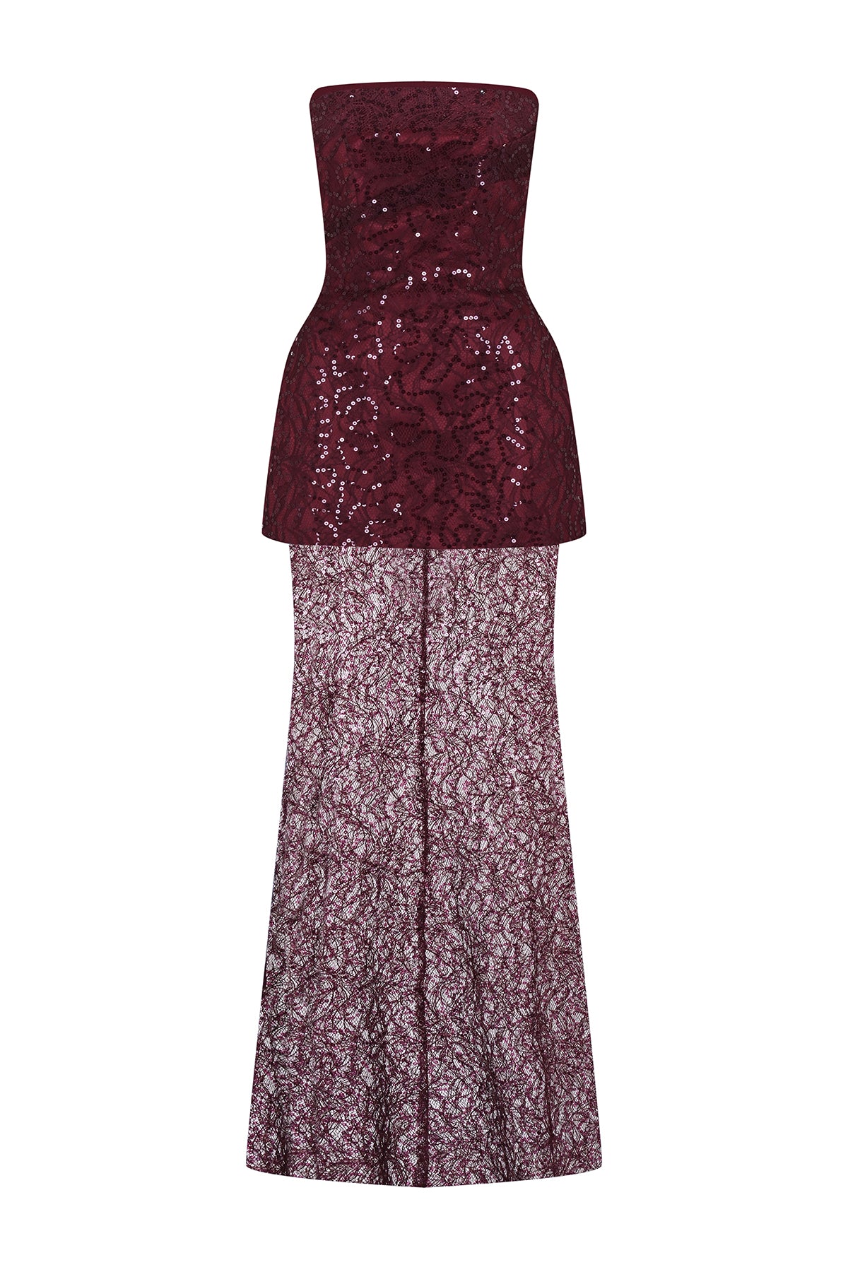 Straplez Taş Payet İşlemeli Abiye Takım