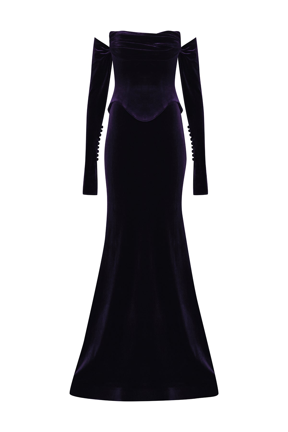 Strapless Velvet Evening Dress with Glove Detail