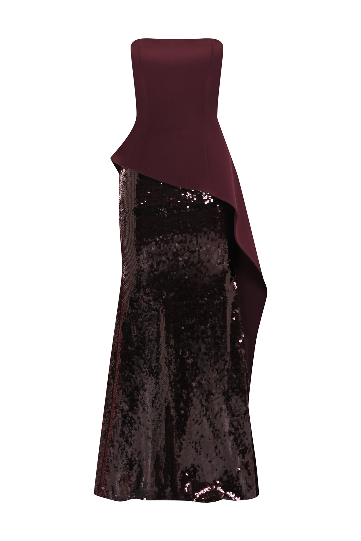 Pul Payet İşlemeli Straplez Krep Abiye Takım