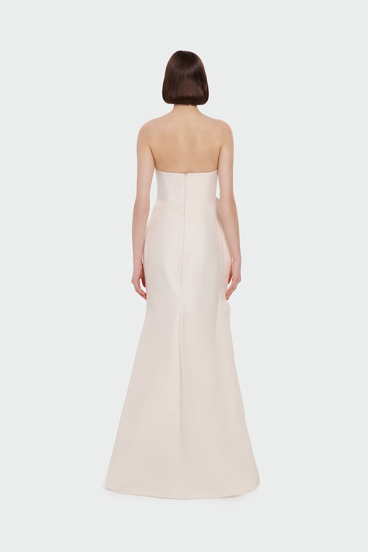 Strapless Ruffle Detail Long Evening Dress