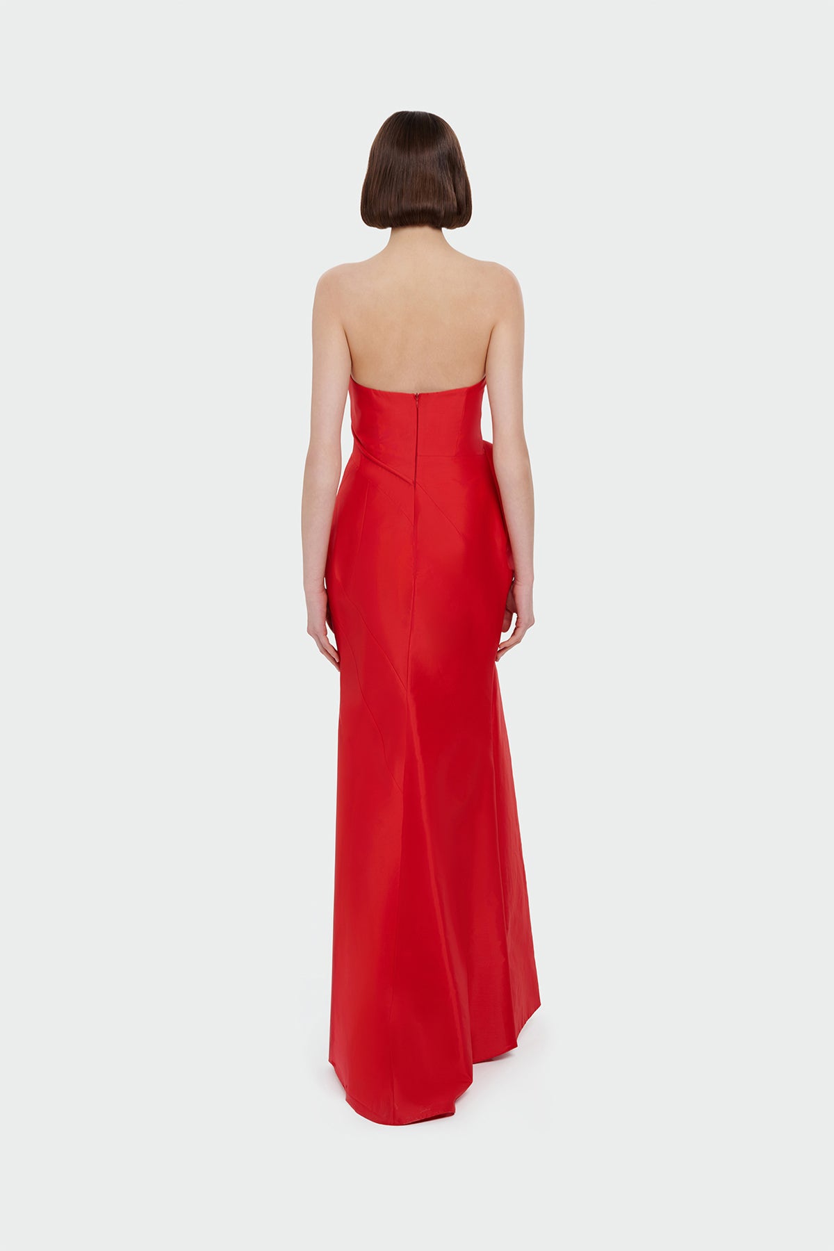 Strapless Ruffle Detail Long Evening Dress