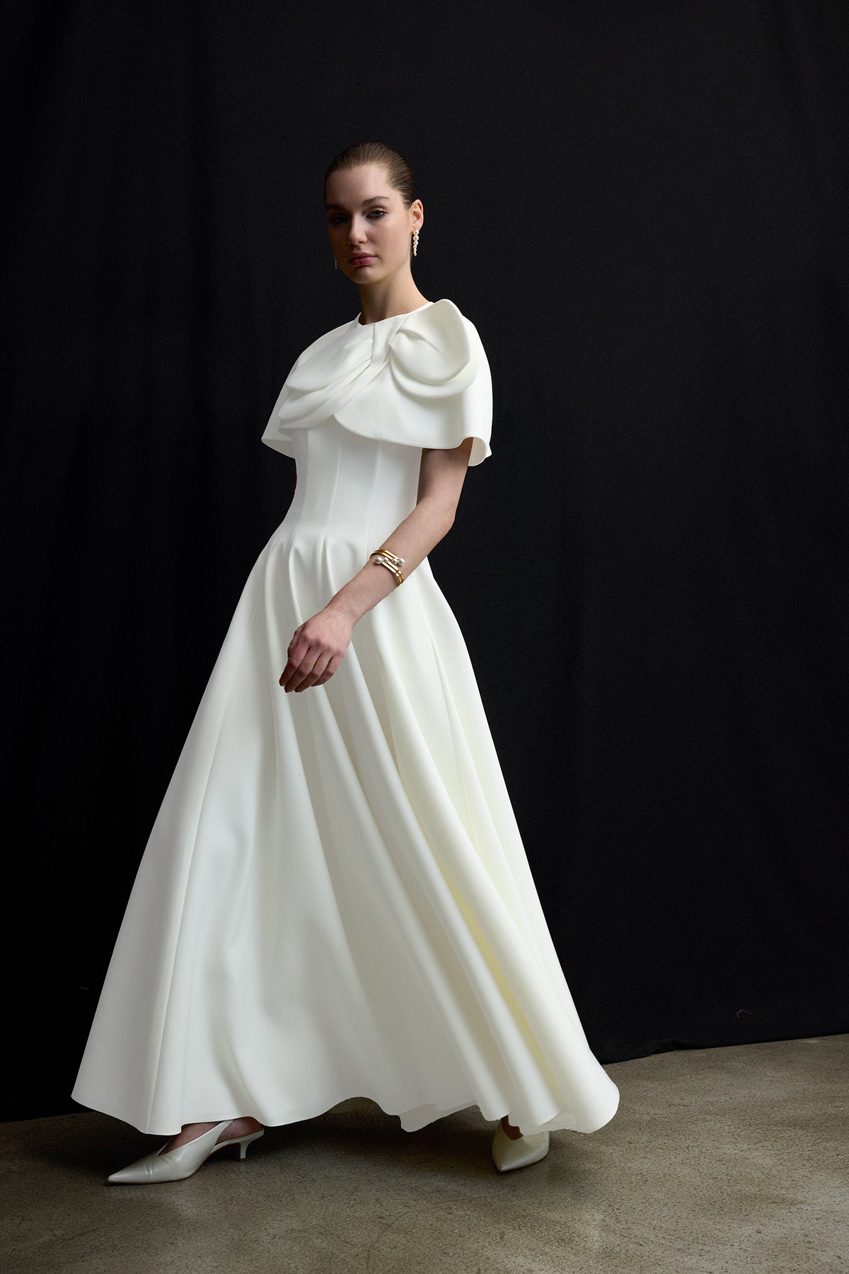 Bolero Detaylı Straplez Kloş Etek Abiye Elbise