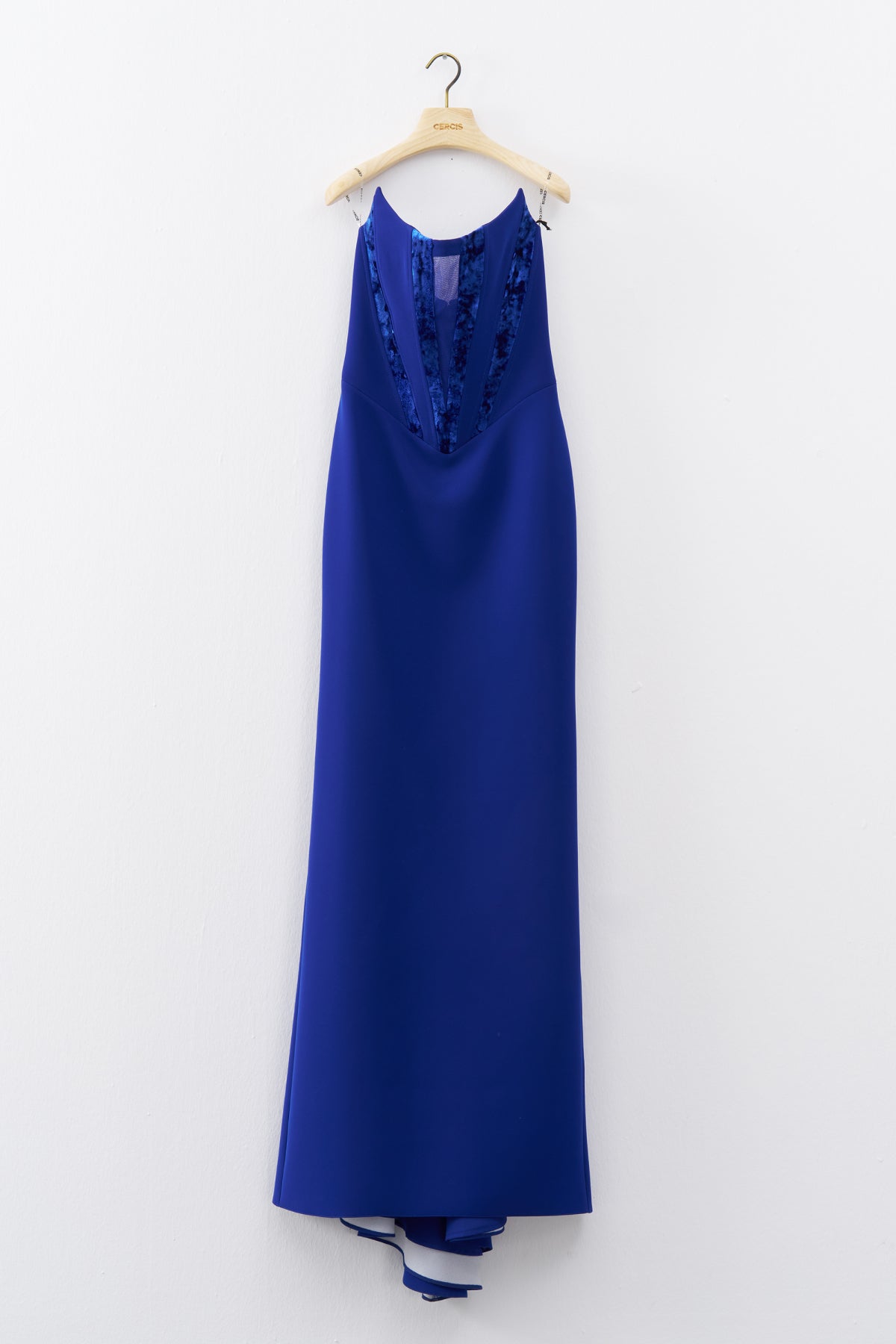 Saxe Blue Strapless Bodice Long Evening Dress