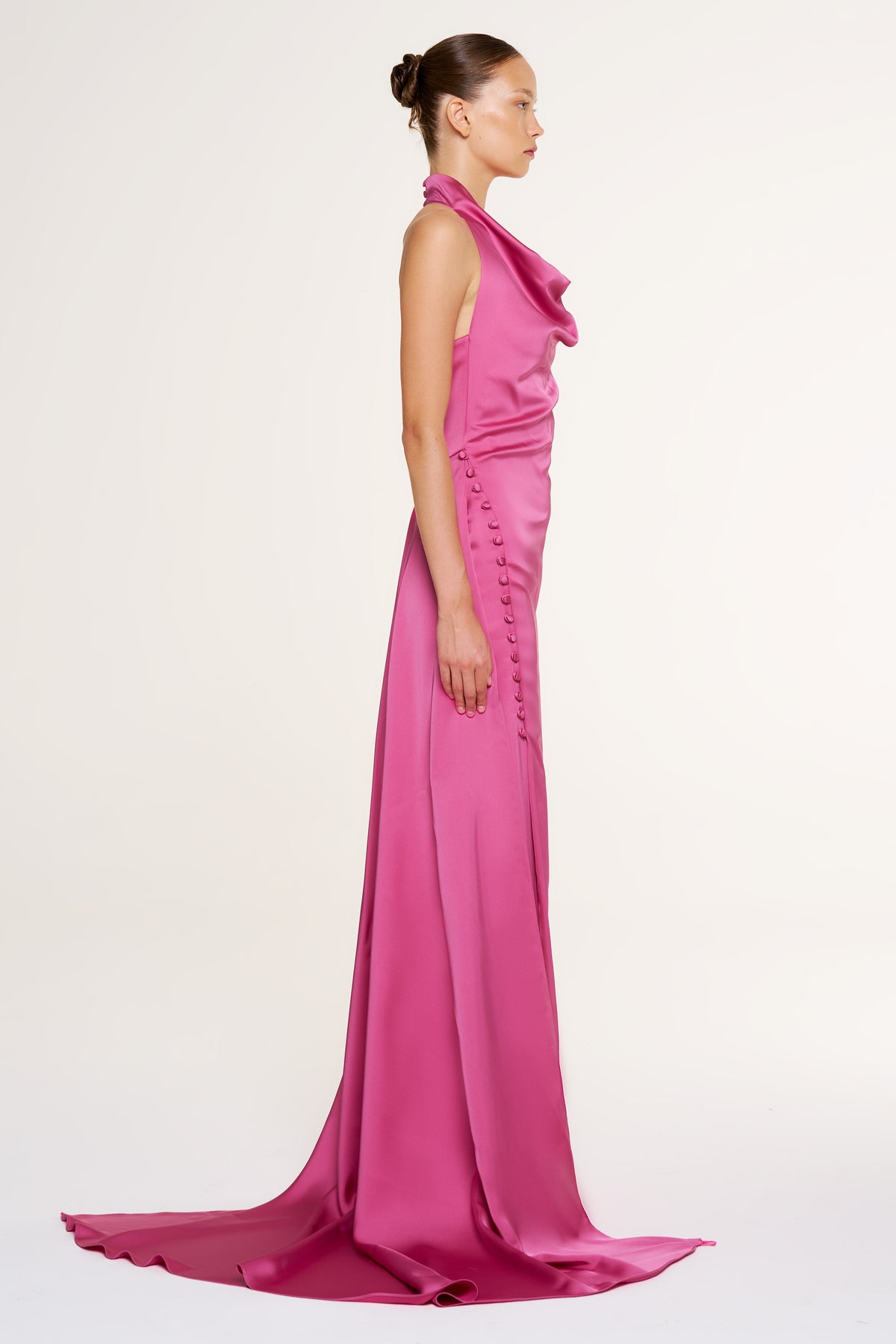 Halter Neck Draped Detail Evening Gown