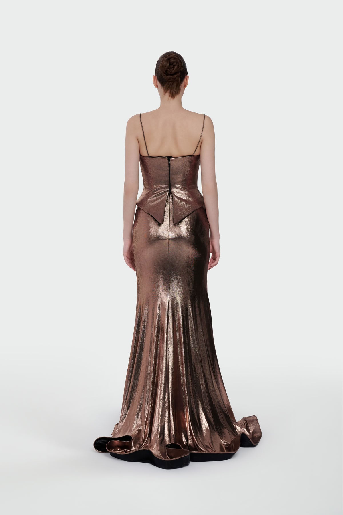 İnce Askılı Drape Detaylı Abiye Elbise