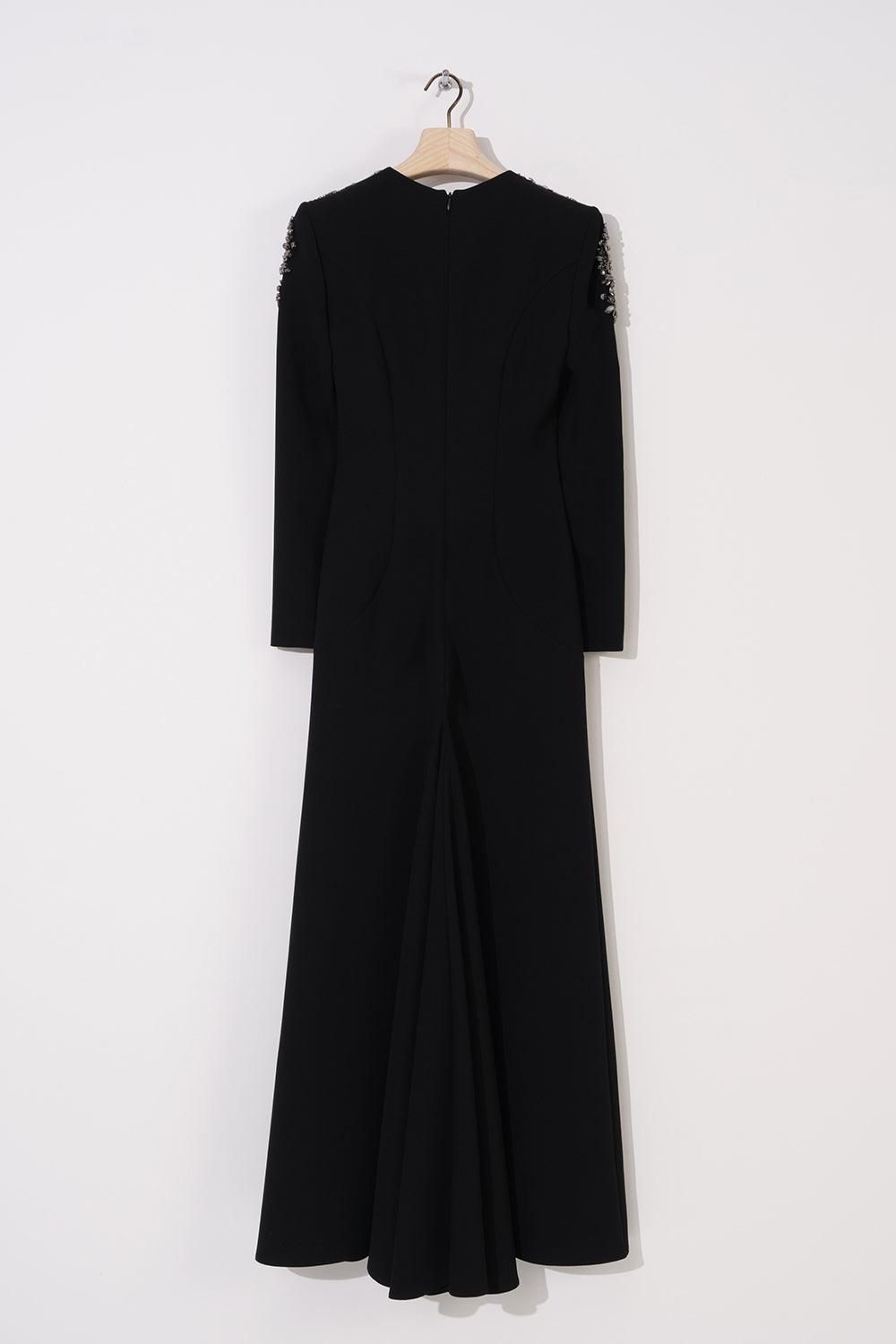 Kasnak İşleme Uzun Yırtmaçlı Elbise - Cercis
