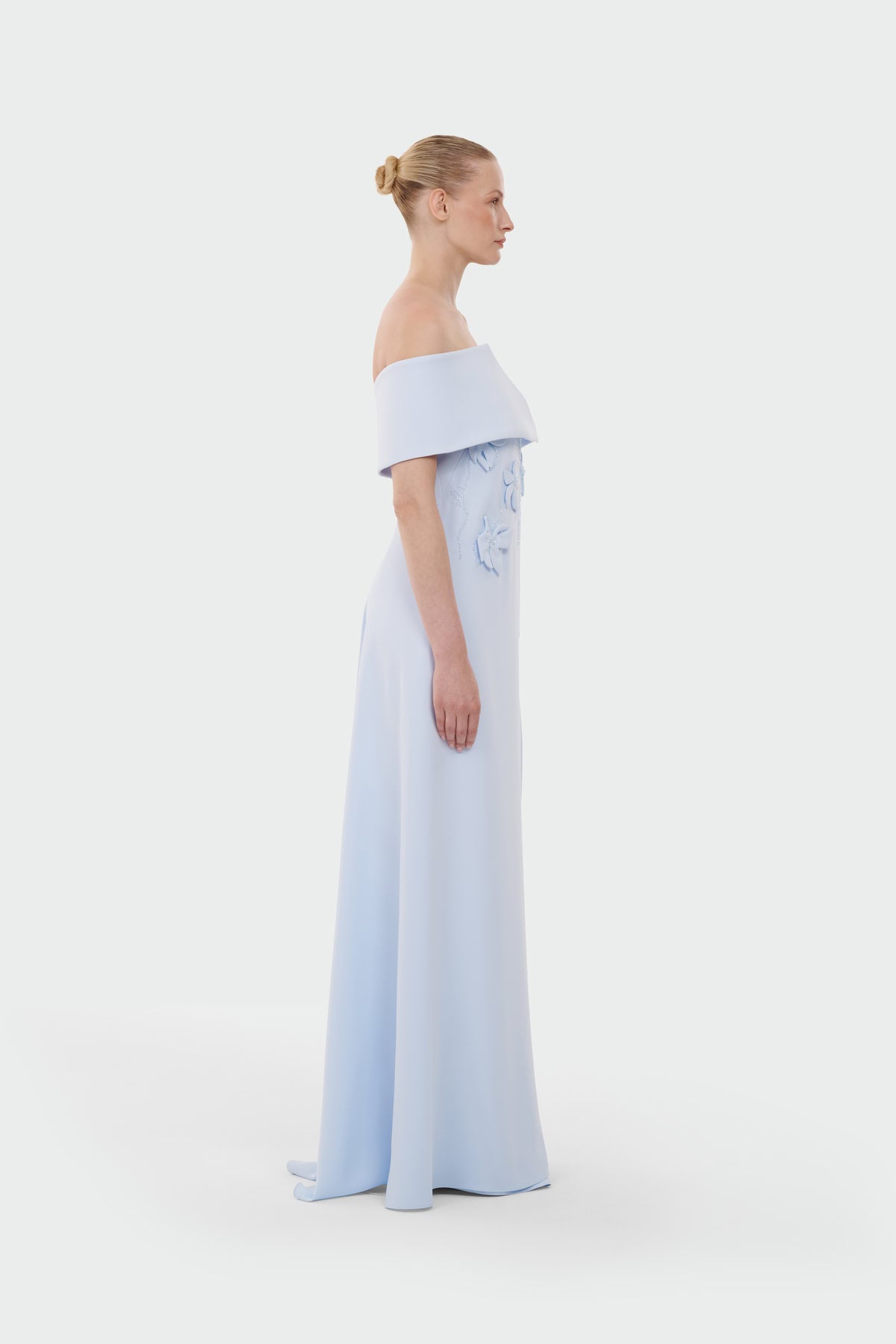 Boat Neck Jumpsuit with Floral Appliqué