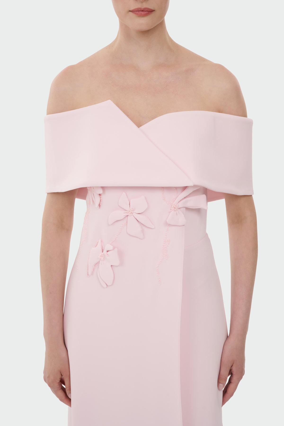 Boat Neck Jumpsuit with Floral Appliqué