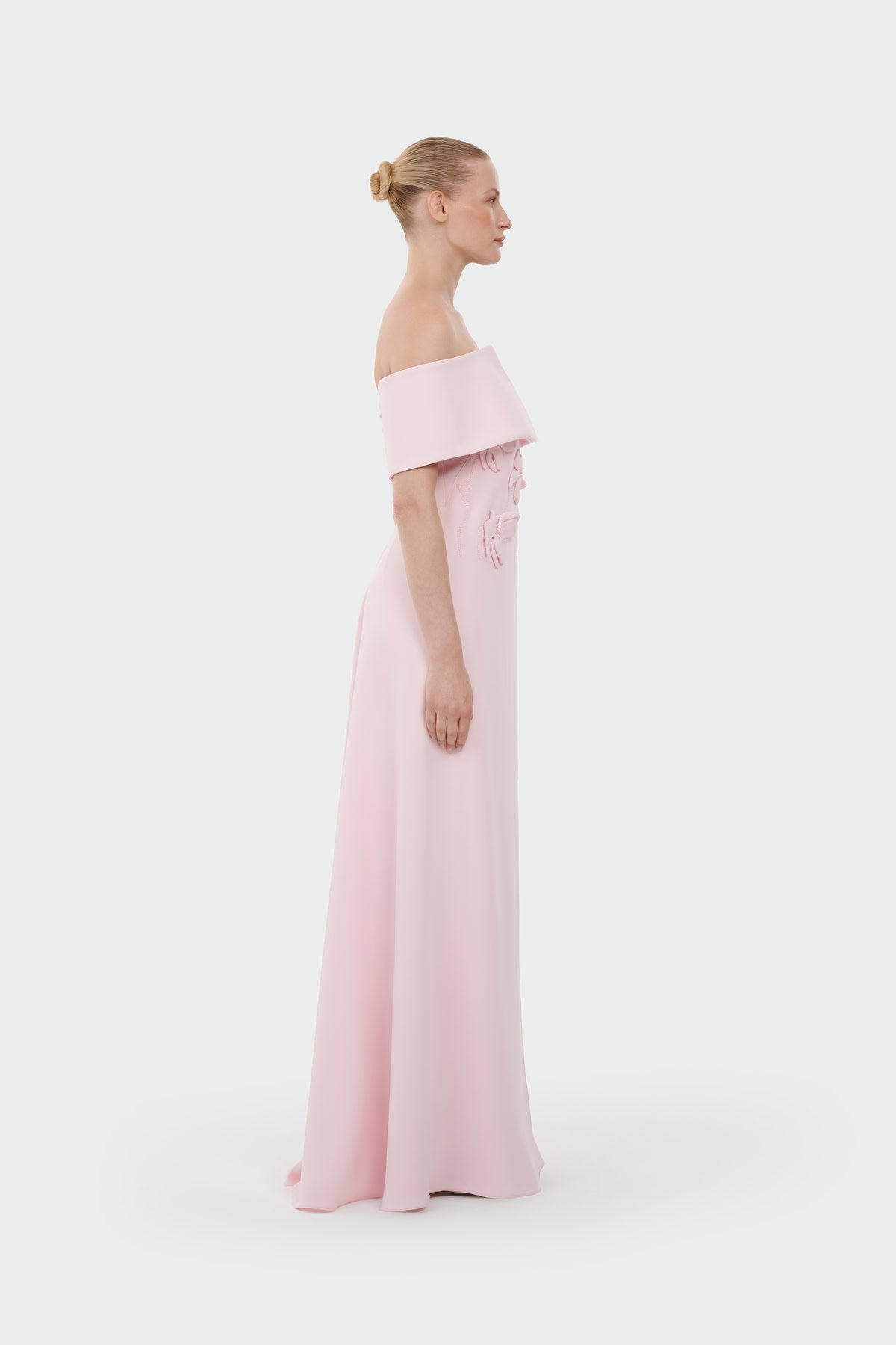 Boat Neck Jumpsuit with Floral Appliqué