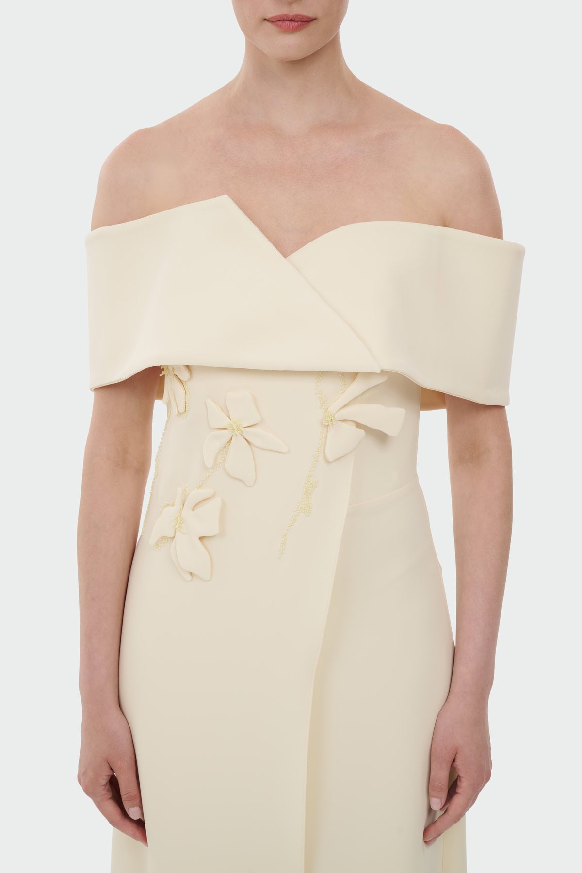 Boat Neck Jumpsuit with Floral Appliqué
