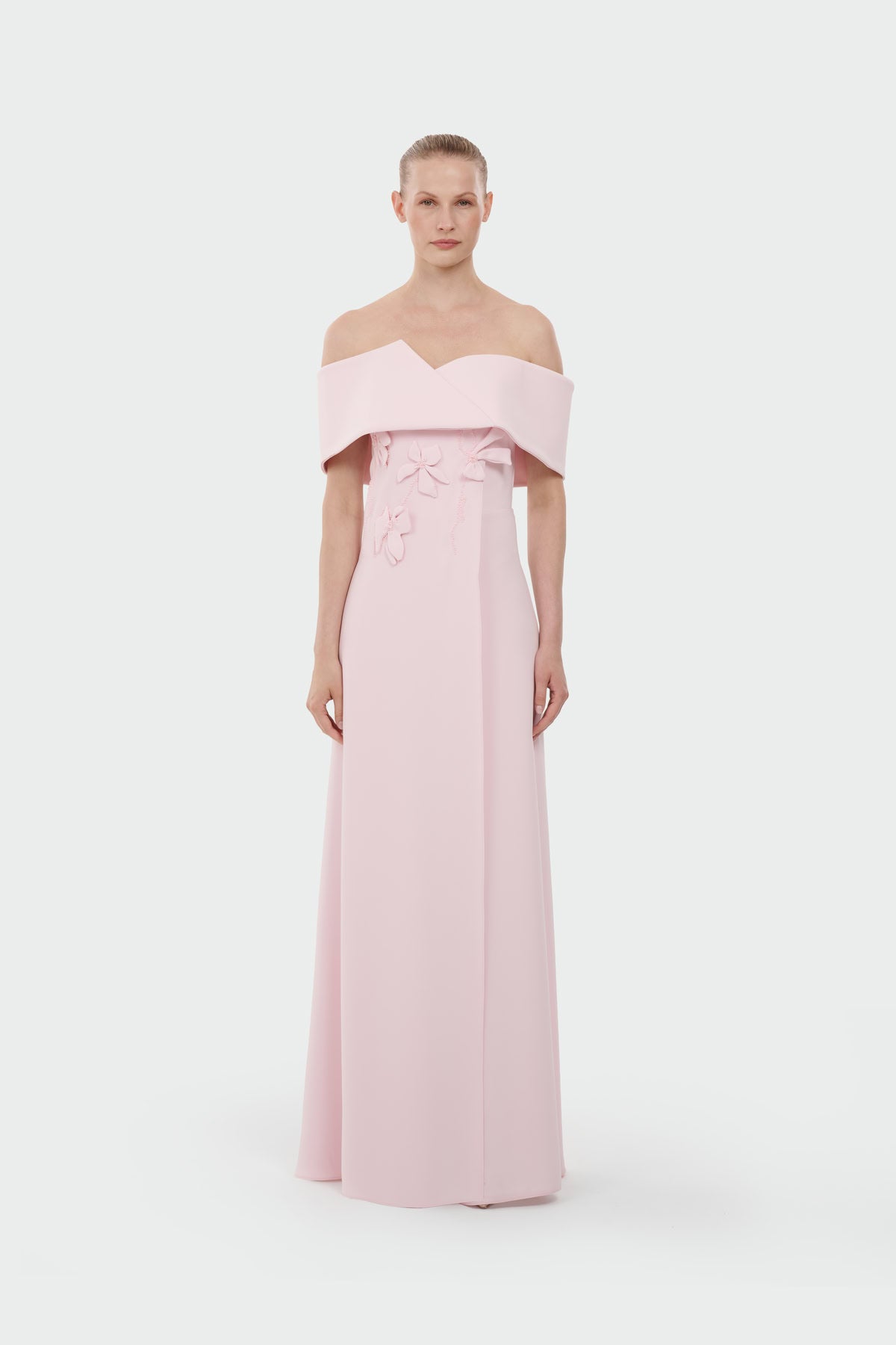 Boat Neck Jumpsuit with Floral Appliqué