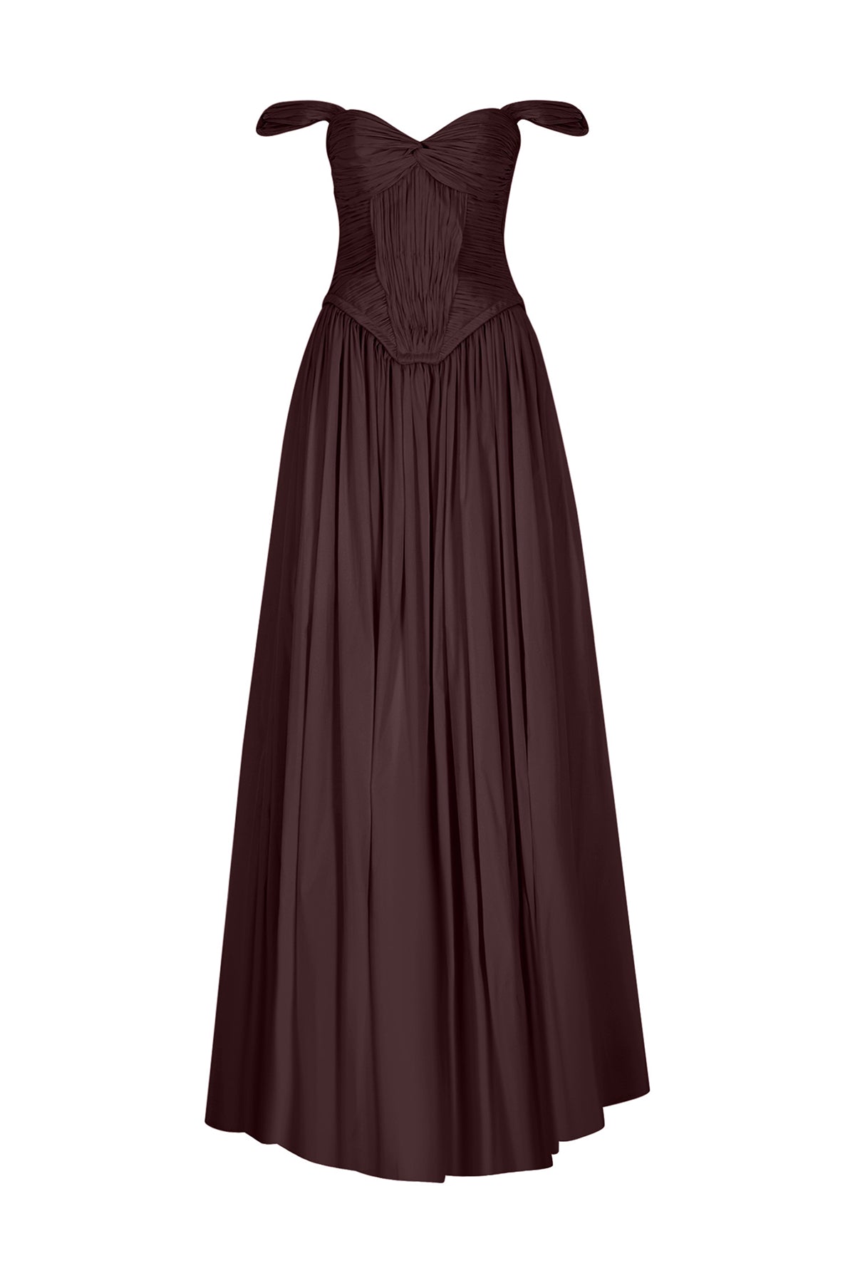 Omuzları Açık Drapeli Kabarık Uzun Abiye Elbise