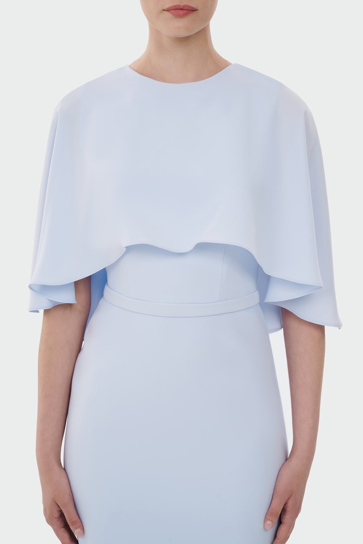 Cape Detail Long Evening Dress